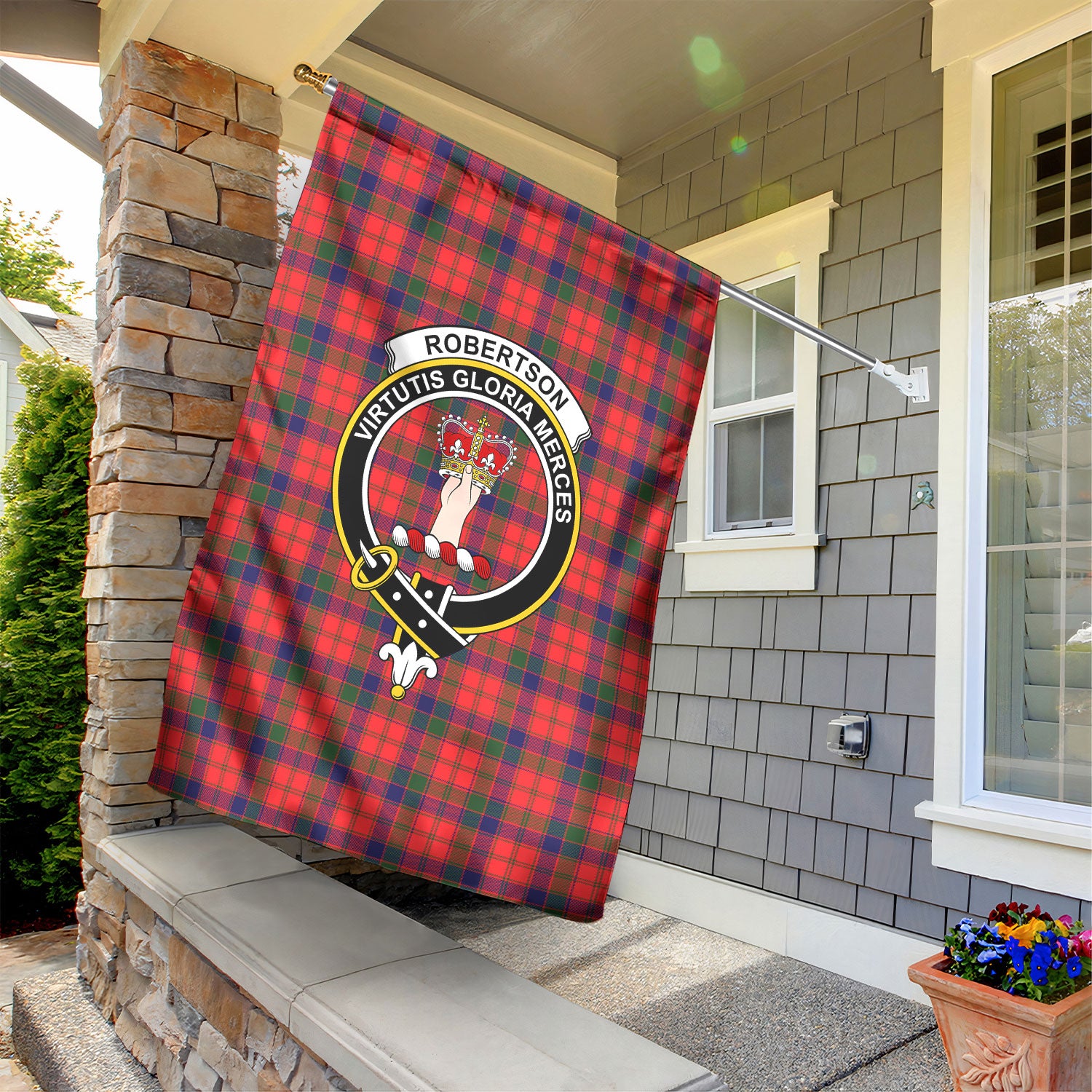 Robertson Modern Tartan Crest Garden Flag