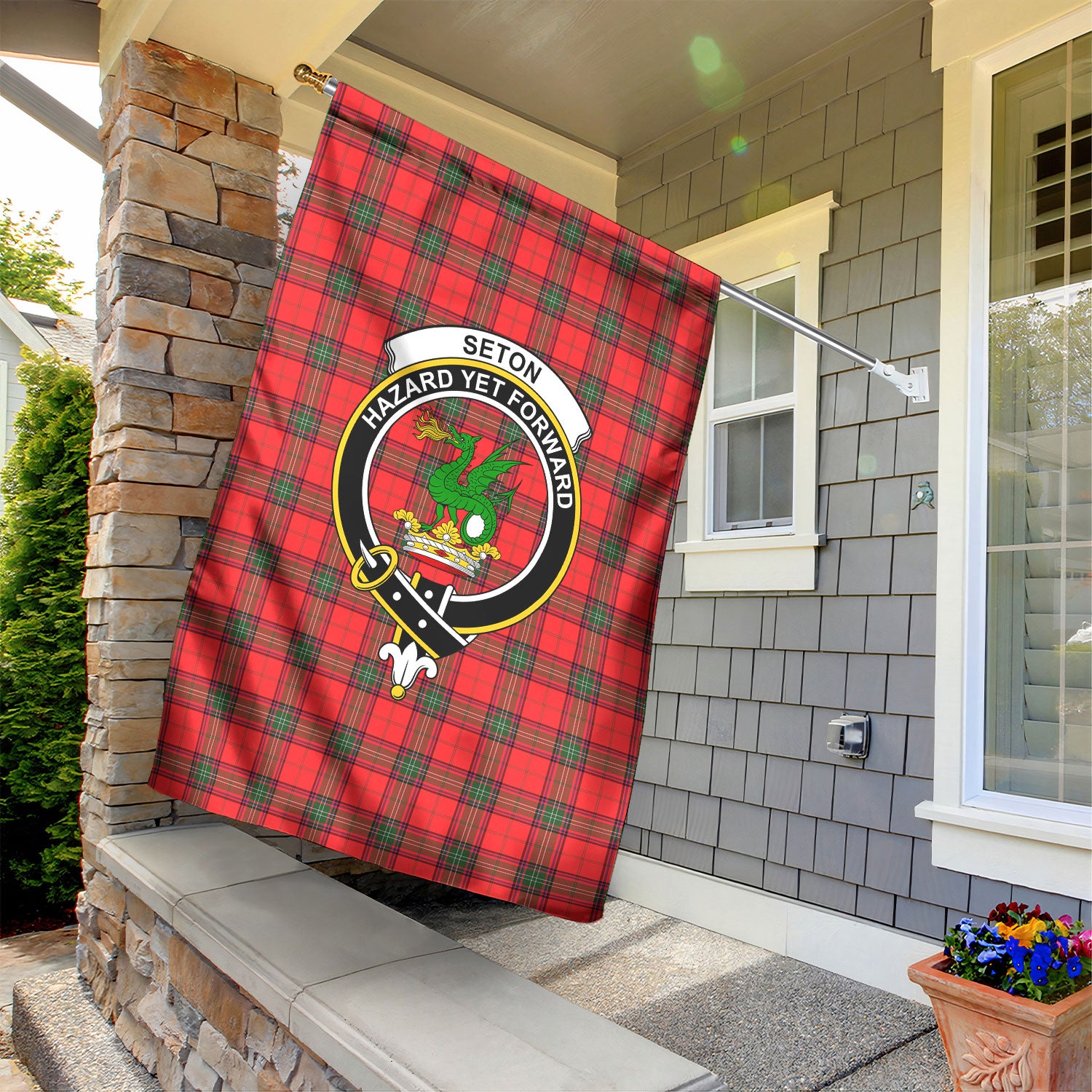 Seton Modern Tartan Crest Garden Flag