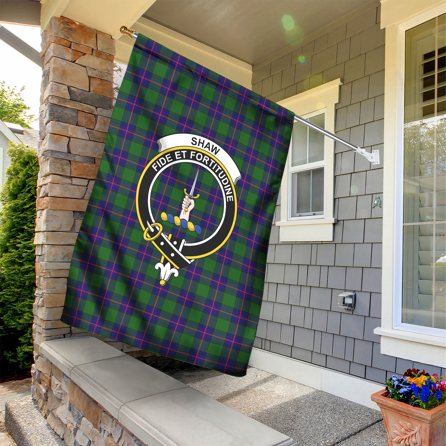 Shaw Modern Tartan Crest Garden Flag