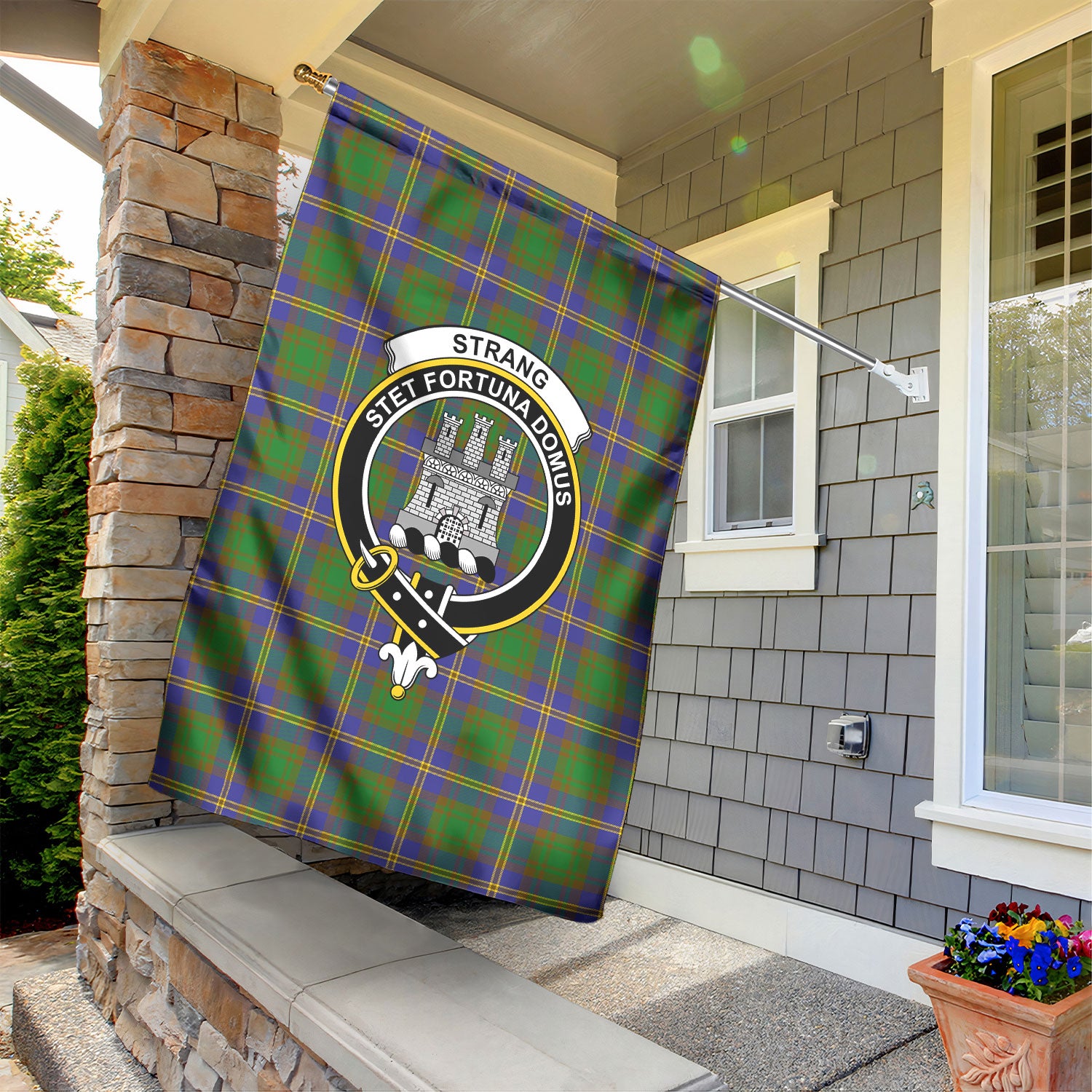 Strang (or Strange) Tartan Crest Garden Flag