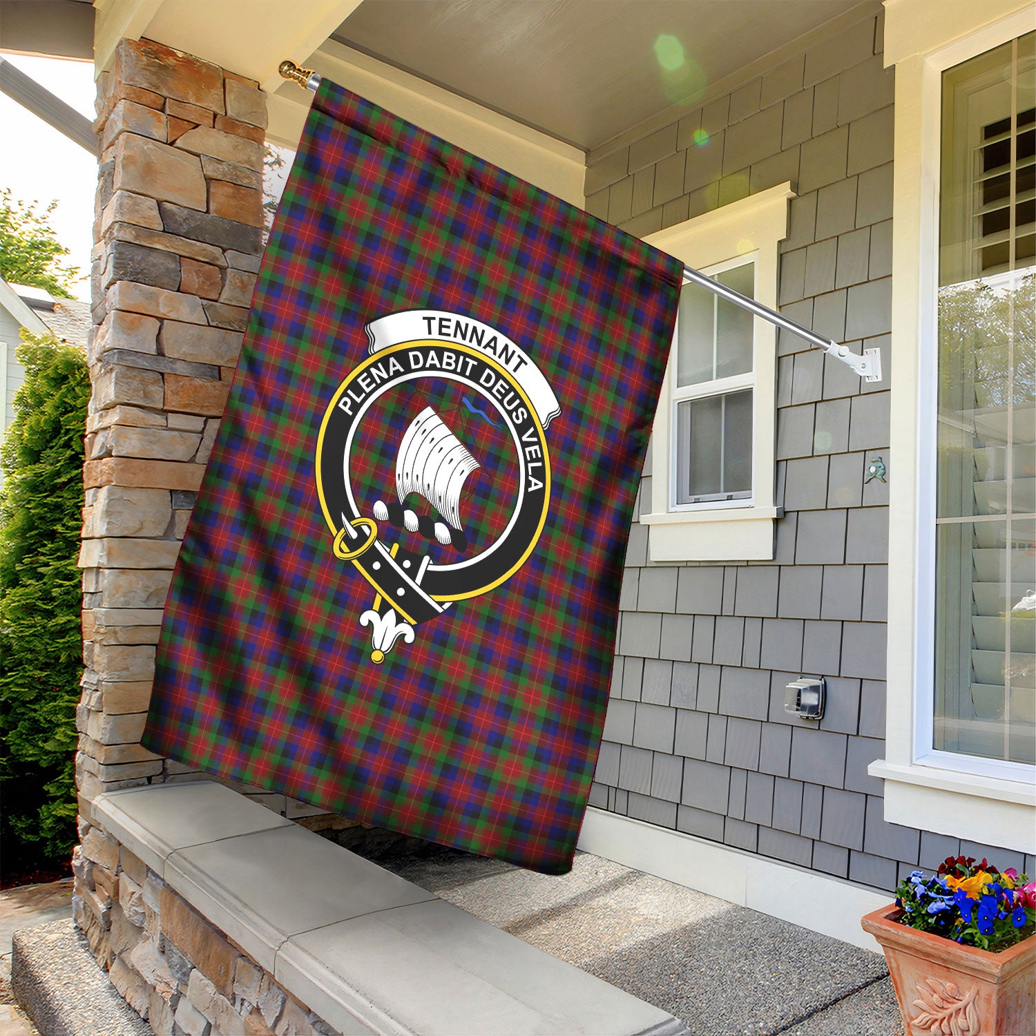 Tennant Tartan Crest Garden Flag