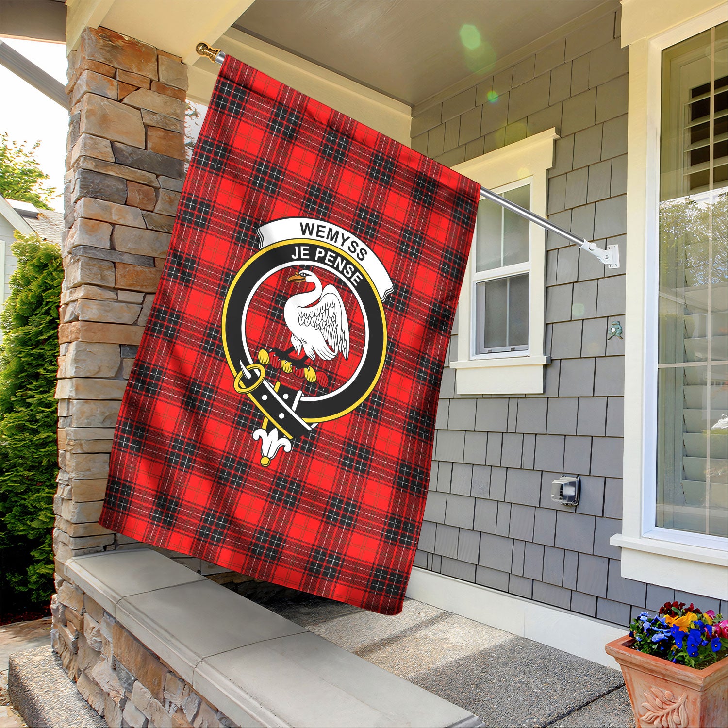 Wemyss Modern Tartan Crest Garden Flag