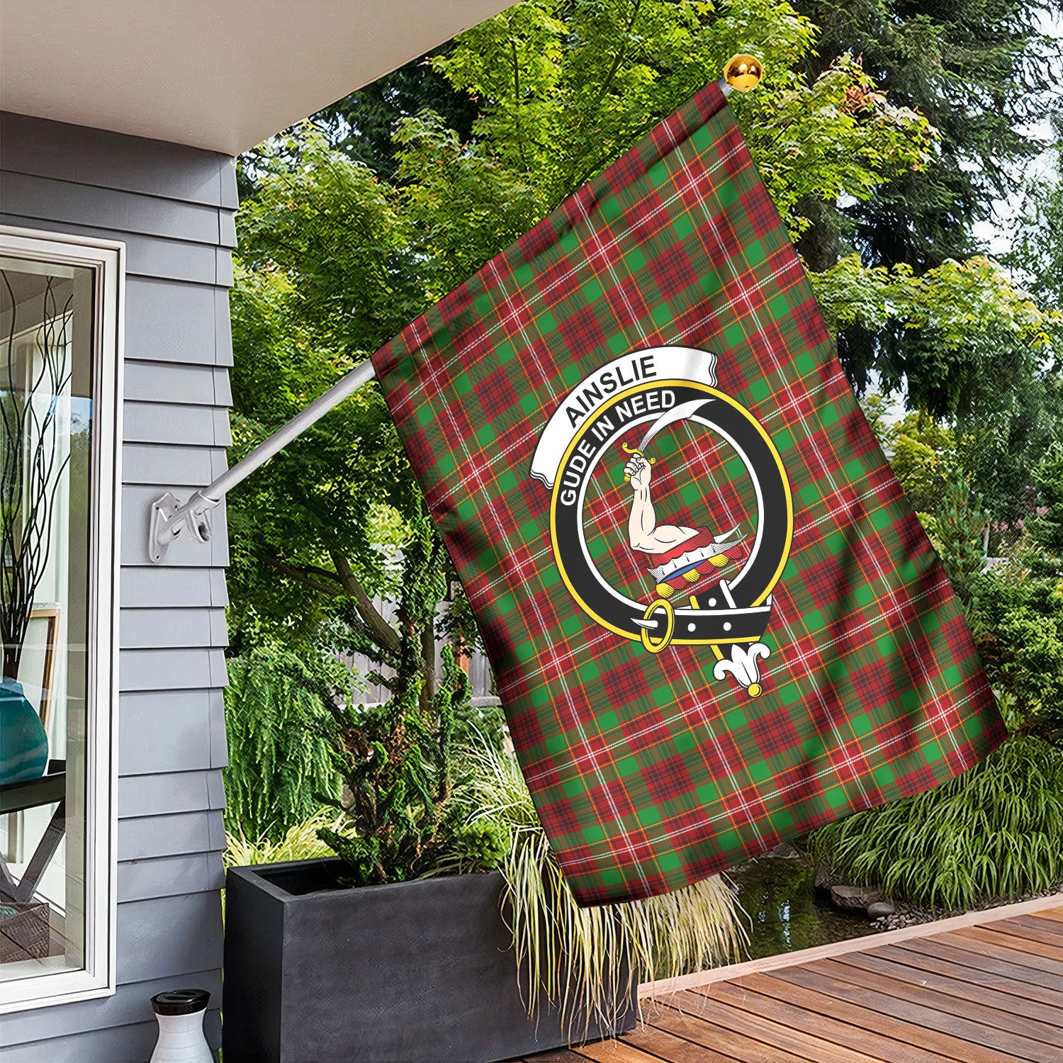 Ainslie Tartan Crest Garden Flag