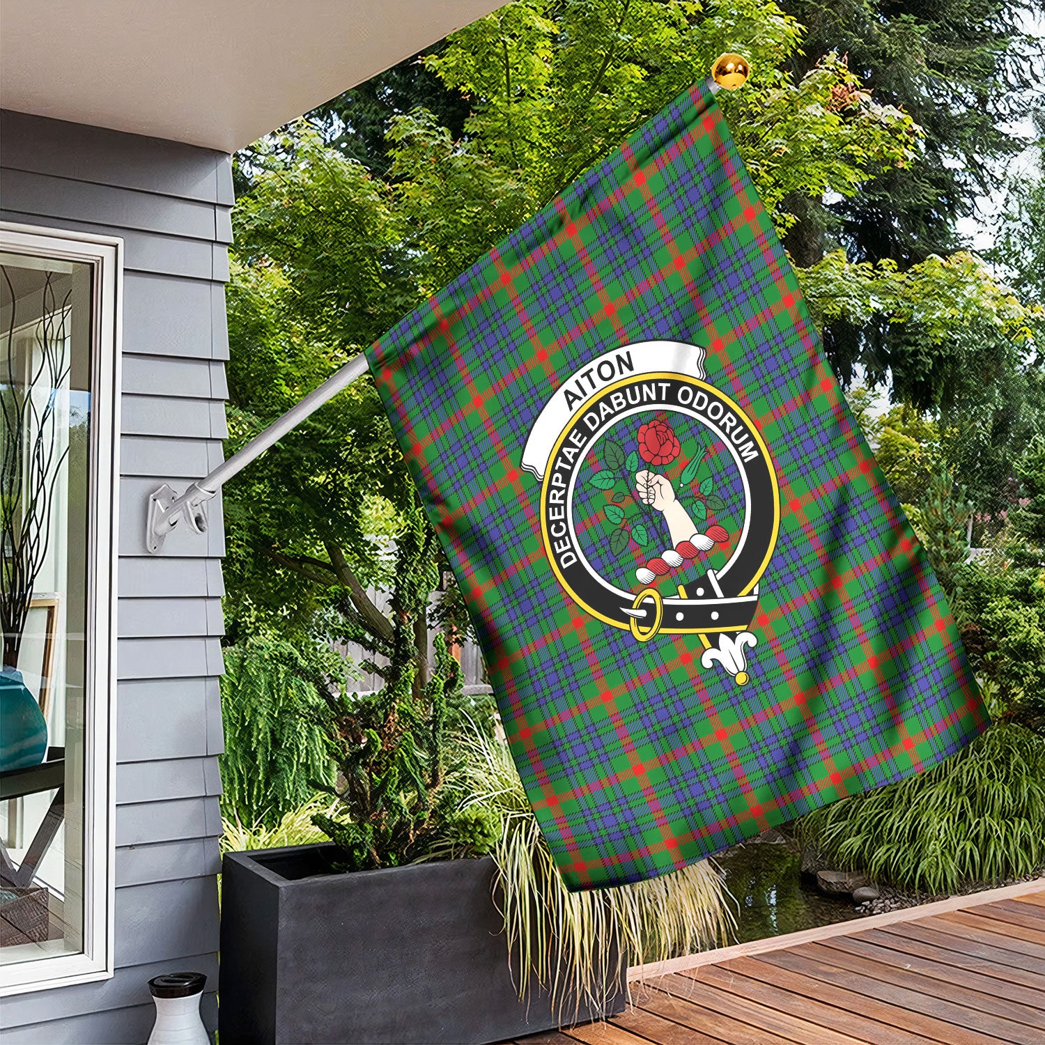 Aiton Tartan Crest Garden Flag