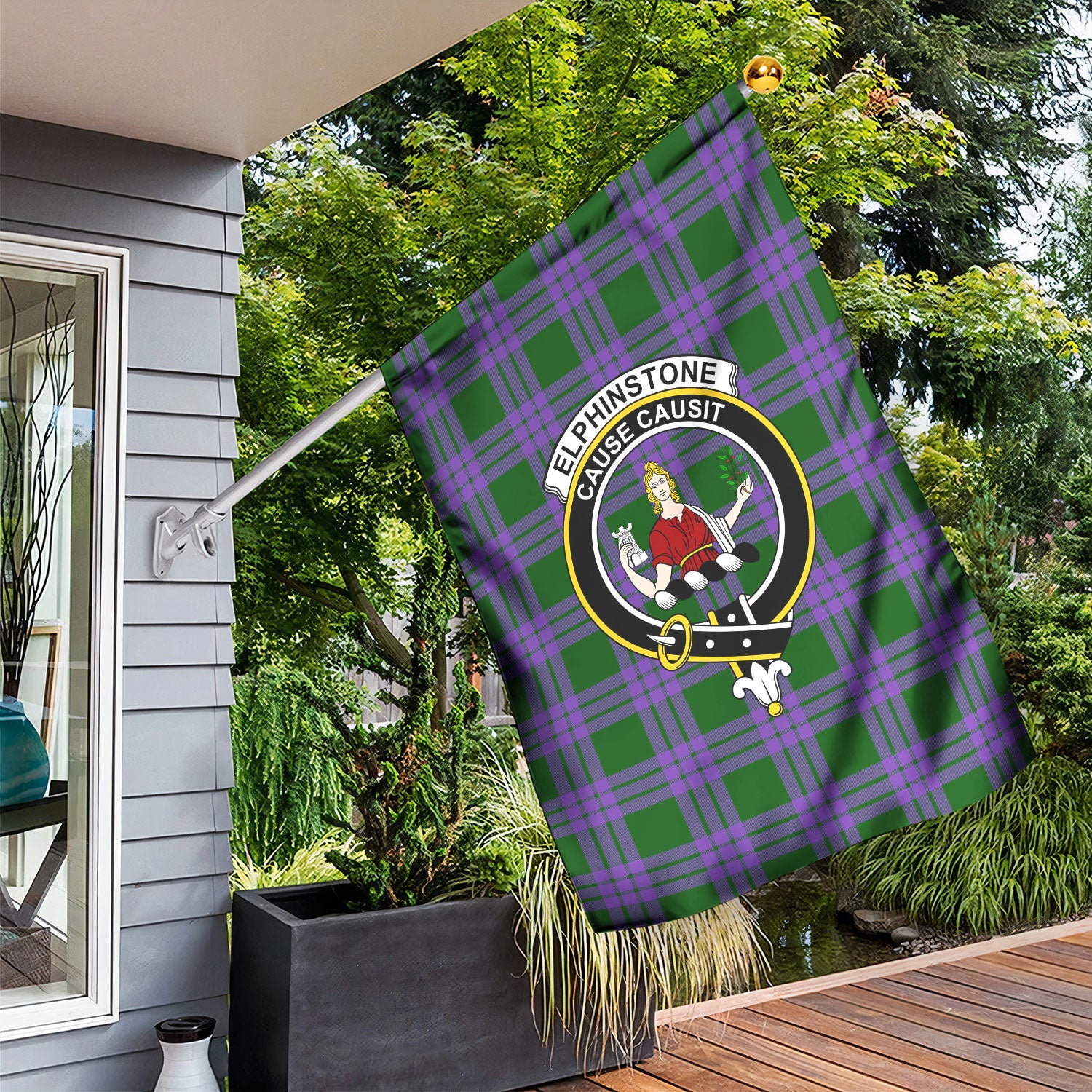 Elphinstone Tartan Crest Garden Flag