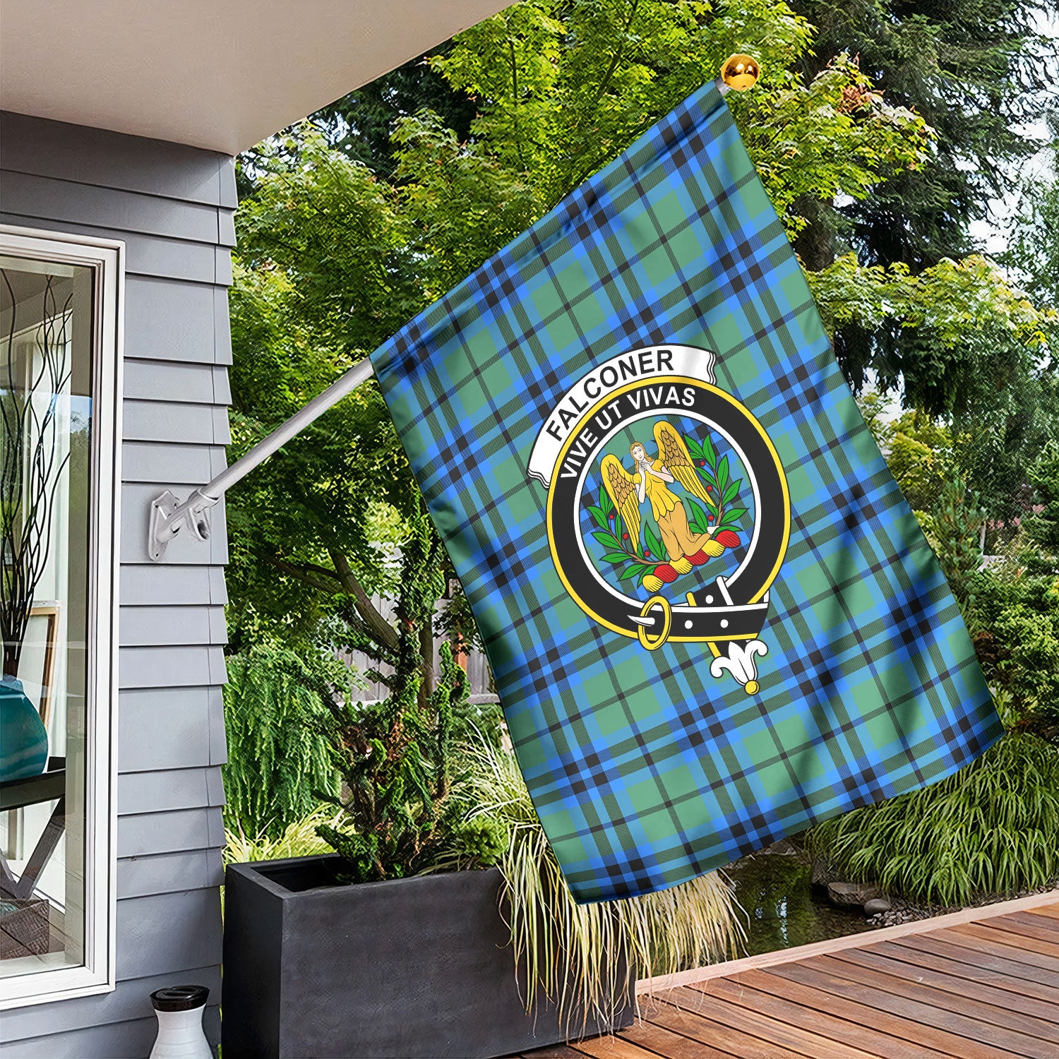Falconer Tartan Crest Garden Flag