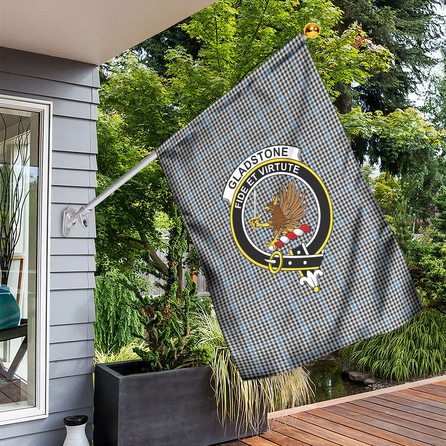 Gladstone Tartan Crest Garden Flag