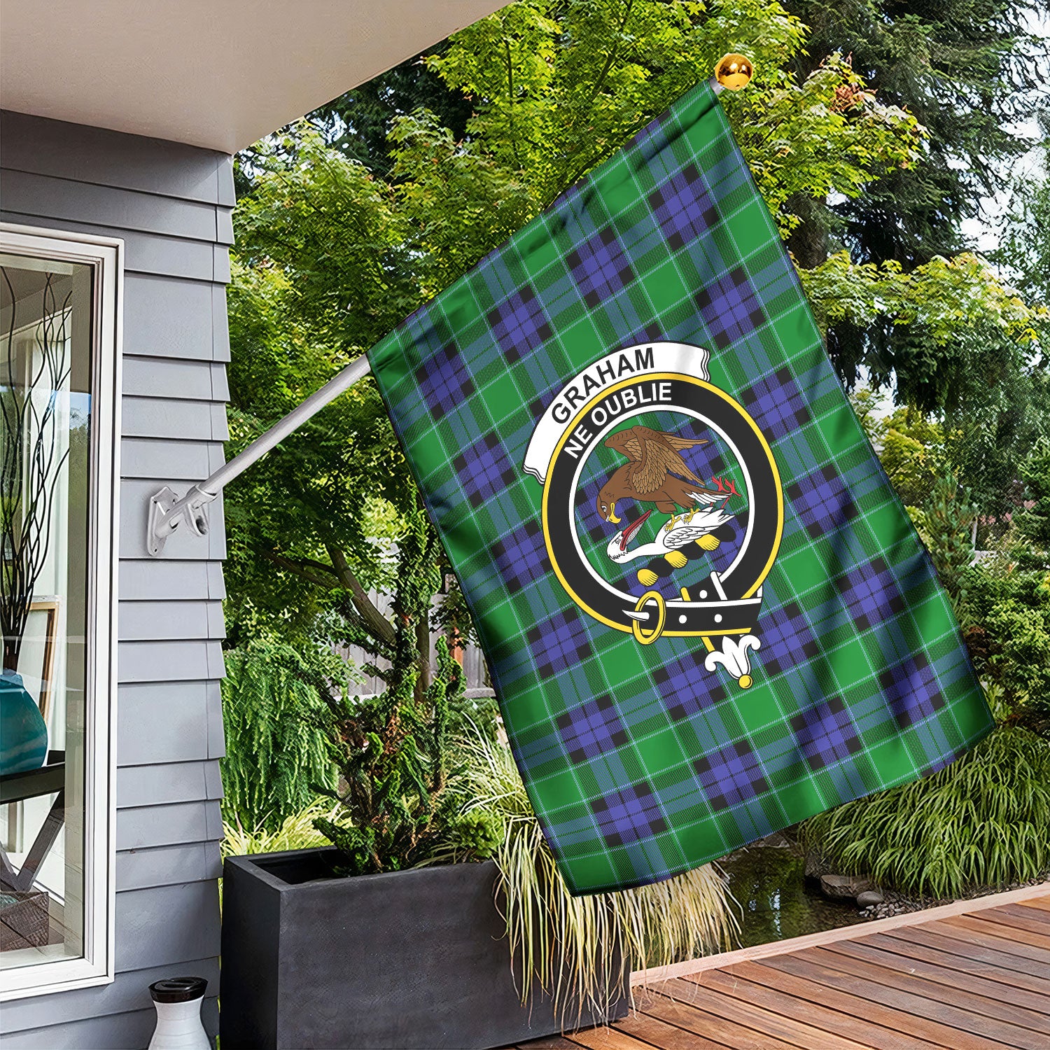Graham of Menteith Modern Tartan Crest Garden Flag