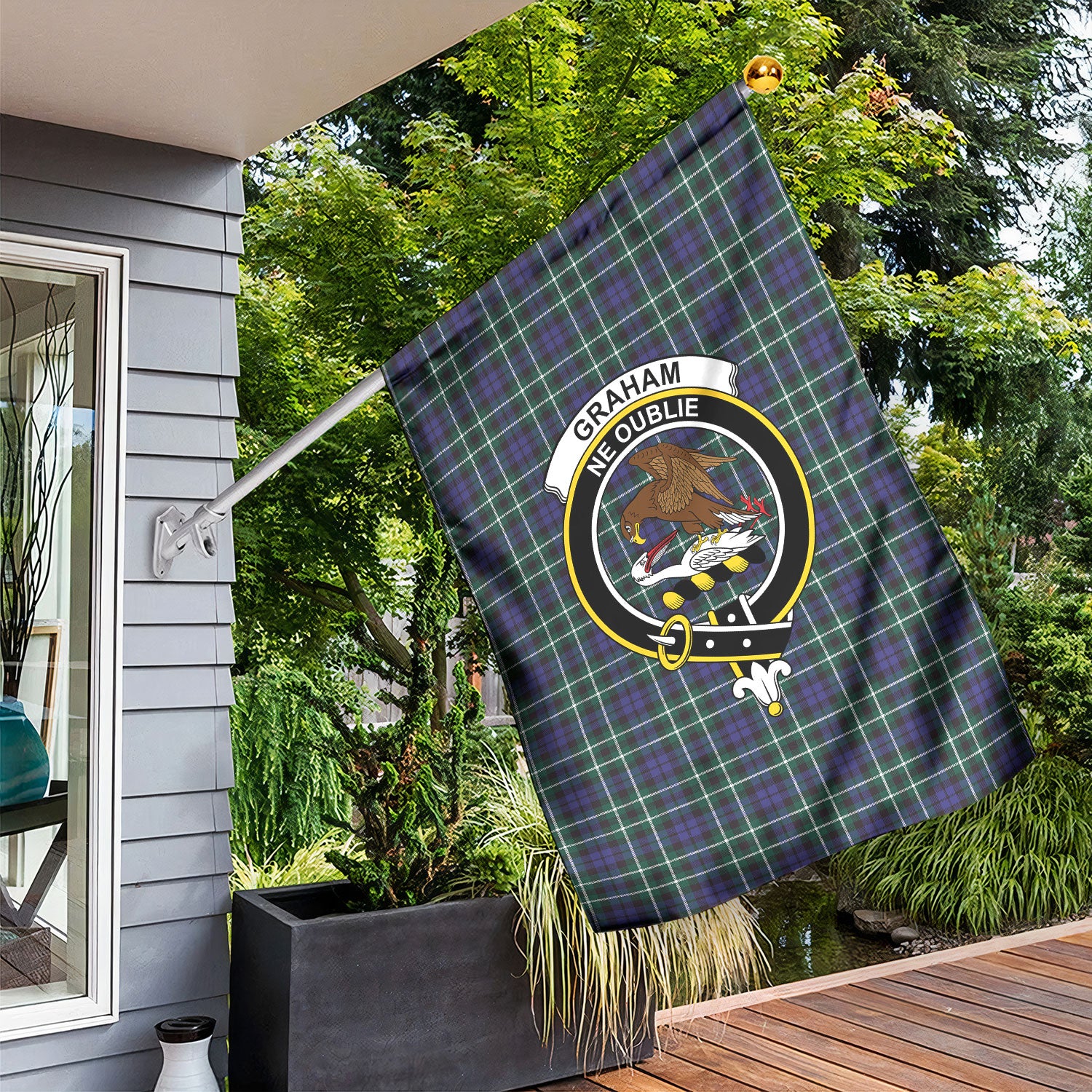 Graham of Montrose Modern Tartan Crest Garden Flag