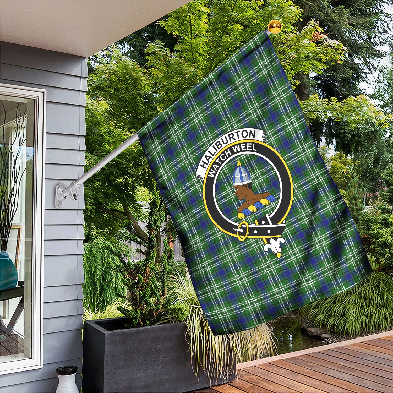 Haliburton Tartan Crest Garden Flag