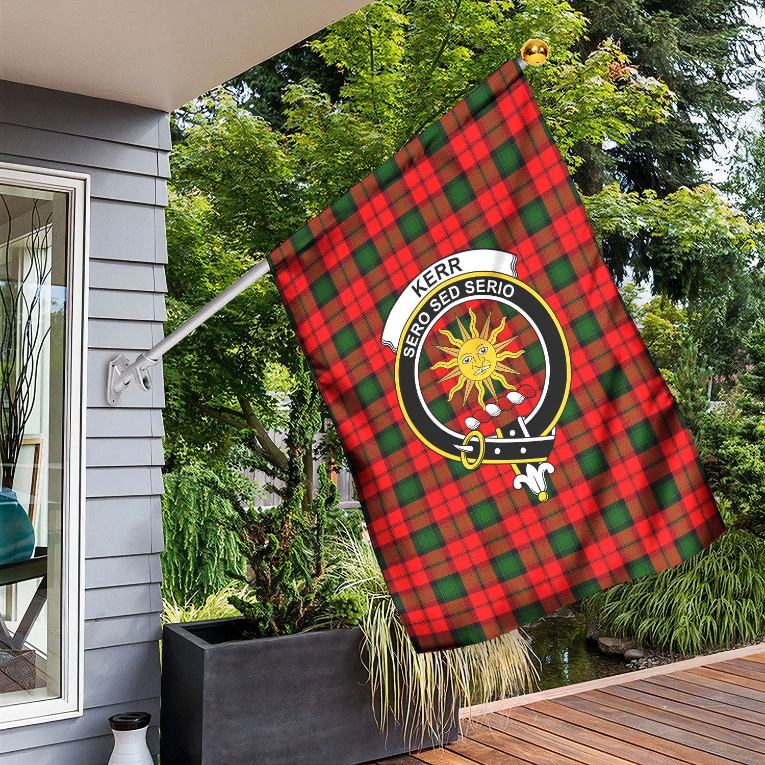 Kerr Modern Tartan Crest Garden Flag