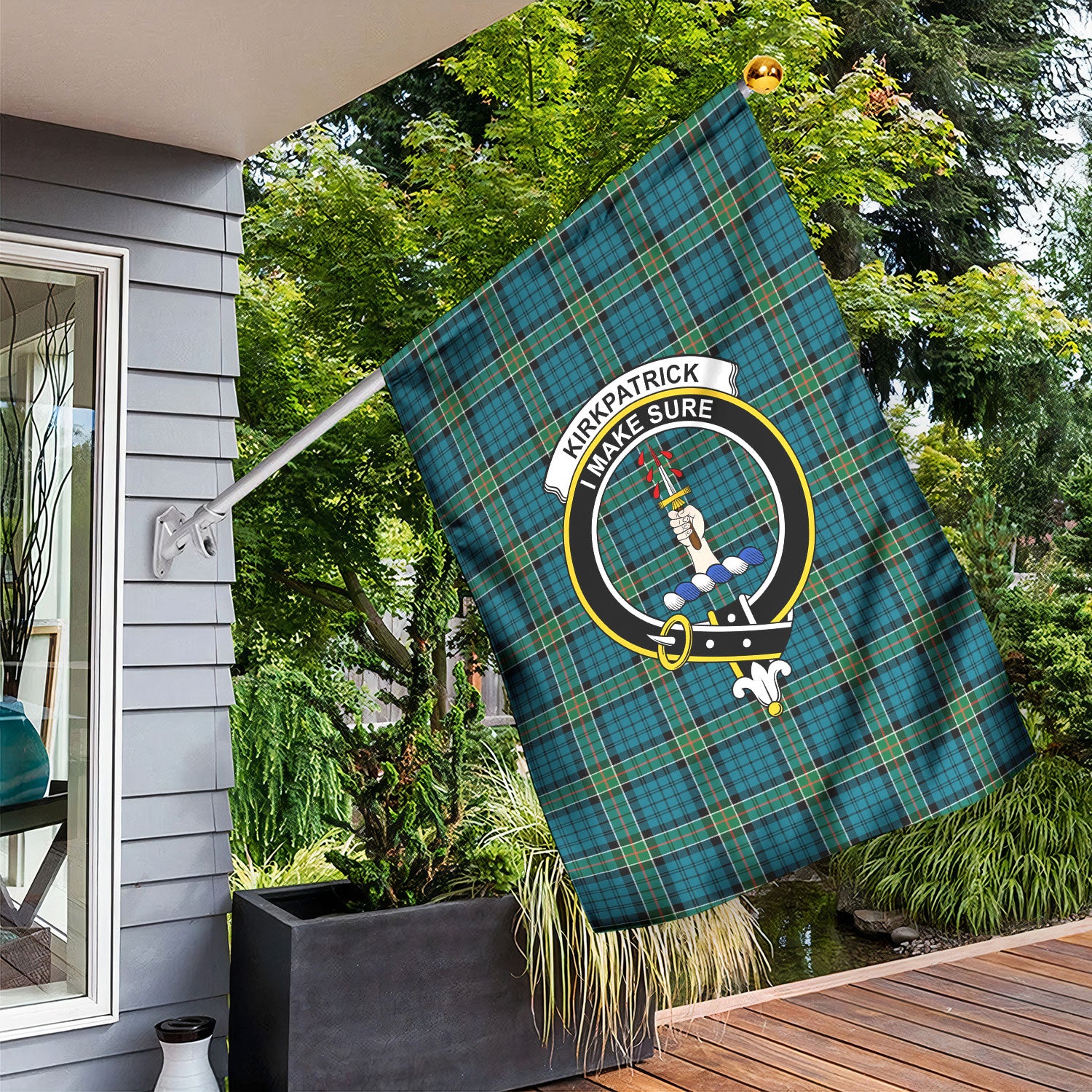 Kirkpatrick Ancient Tartan Crest Garden Flag
