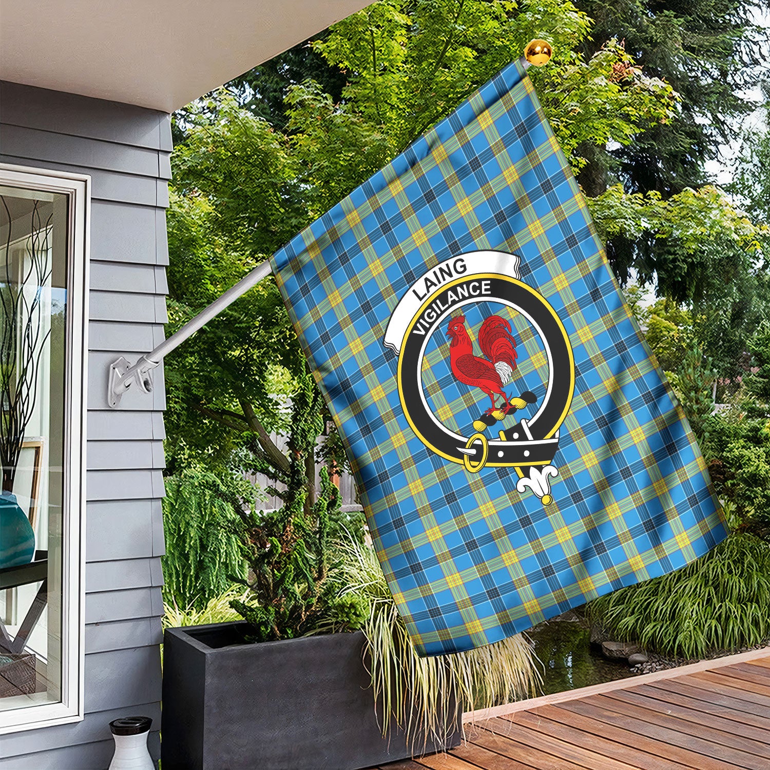 Laing Tartan Crest Garden Flag