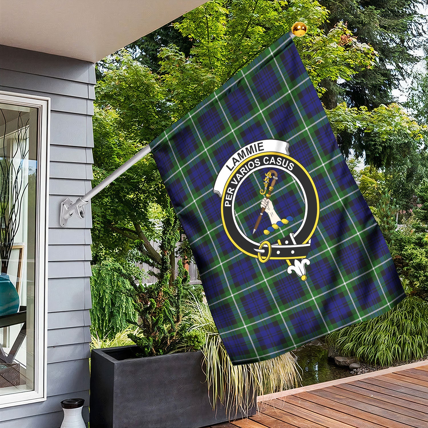 Lammie Tartan Crest Garden Flag