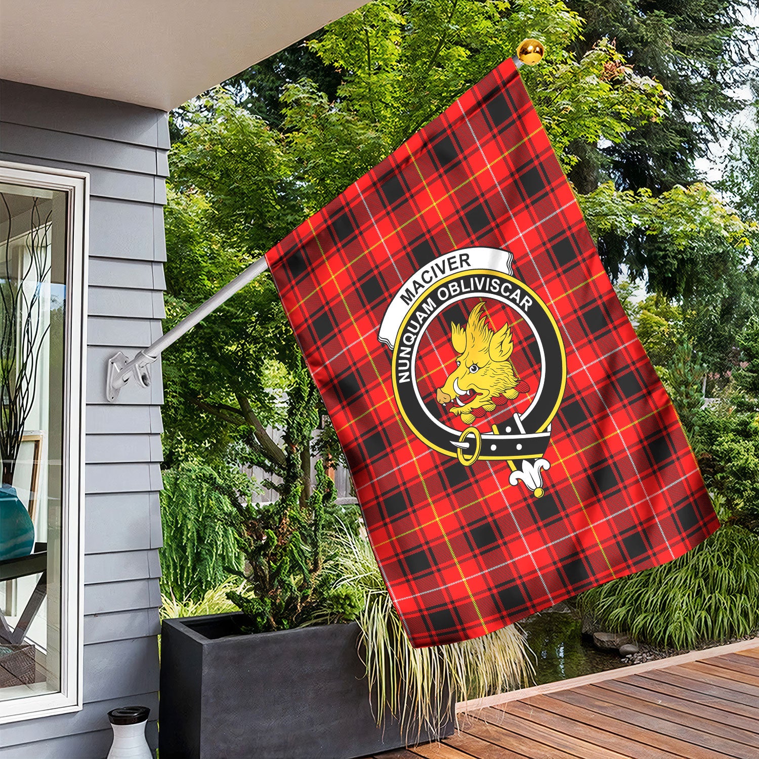 MacIver Modern Tartan Crest Garden Flag