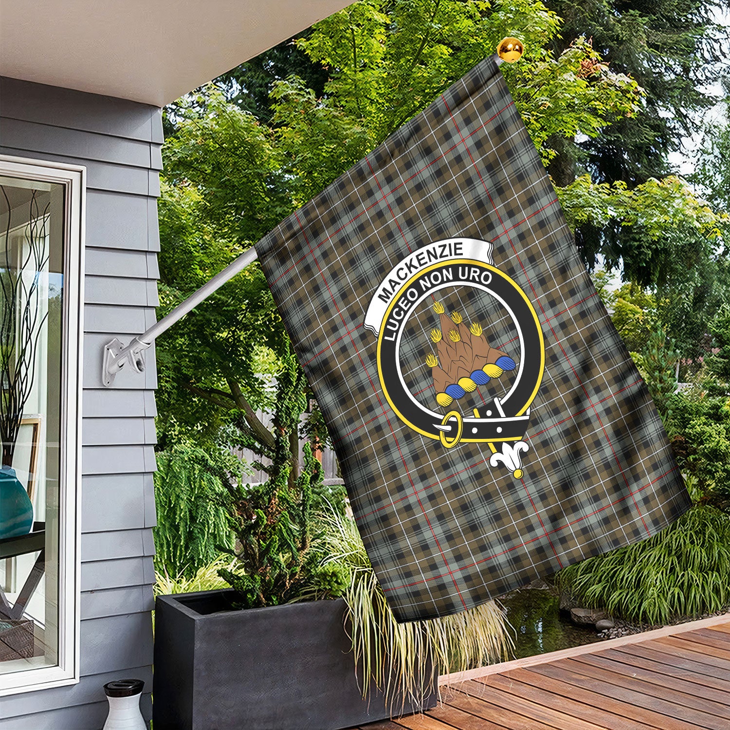 MacKenzie Weathered Tartan Crest Garden Flag