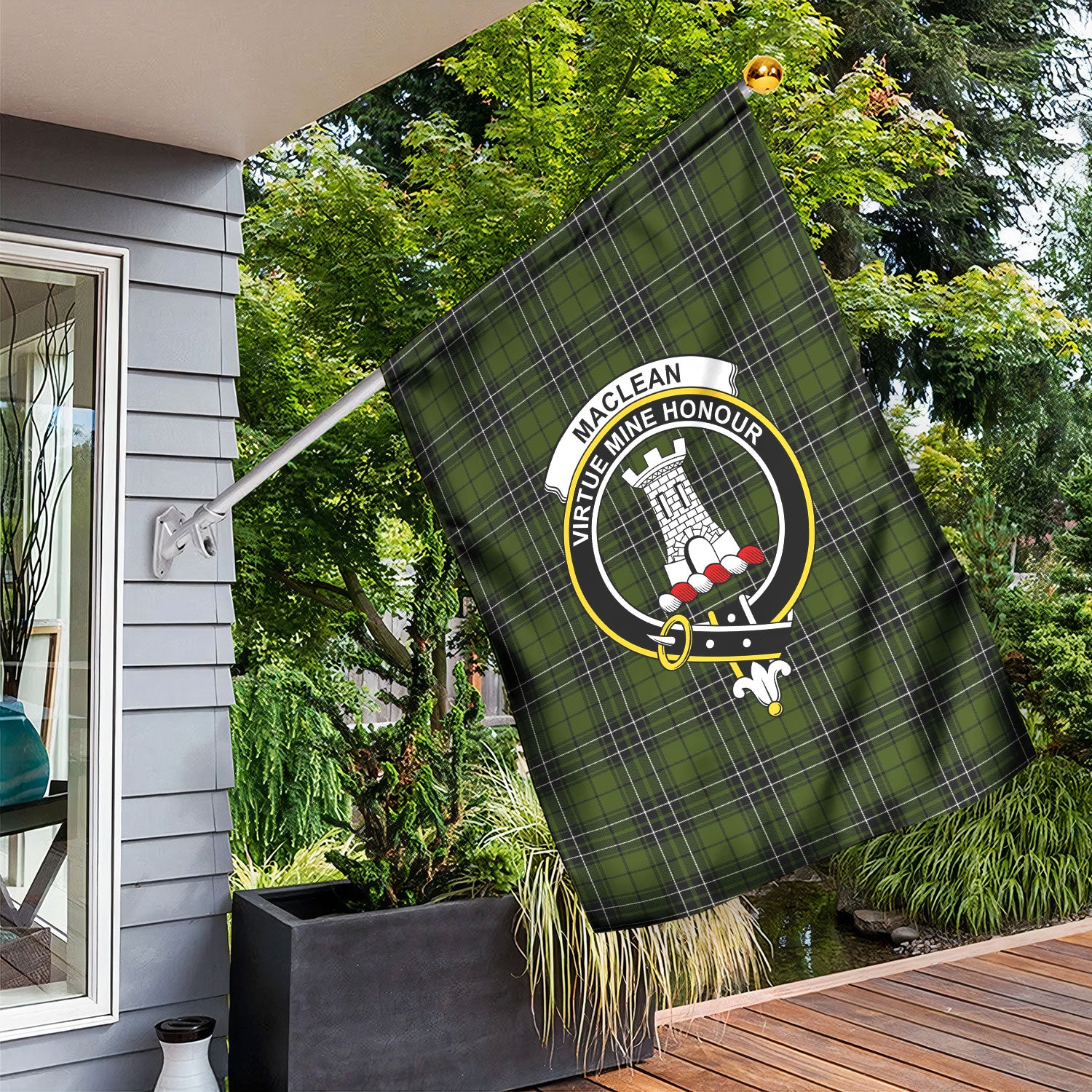 MacLean Hunting Tartan Crest Garden Flag