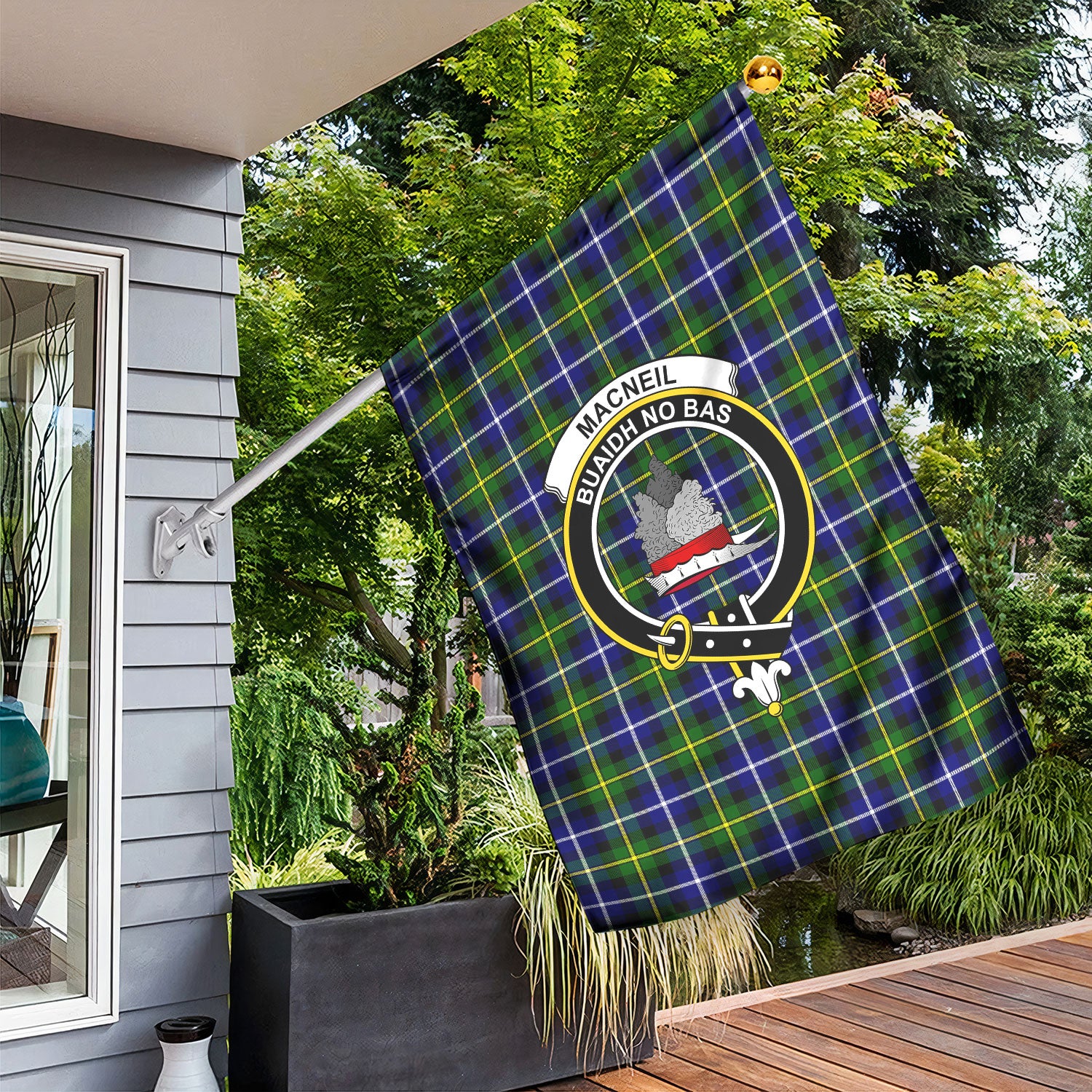 MacNeil of Barra Modern Tartan Crest Garden Flag