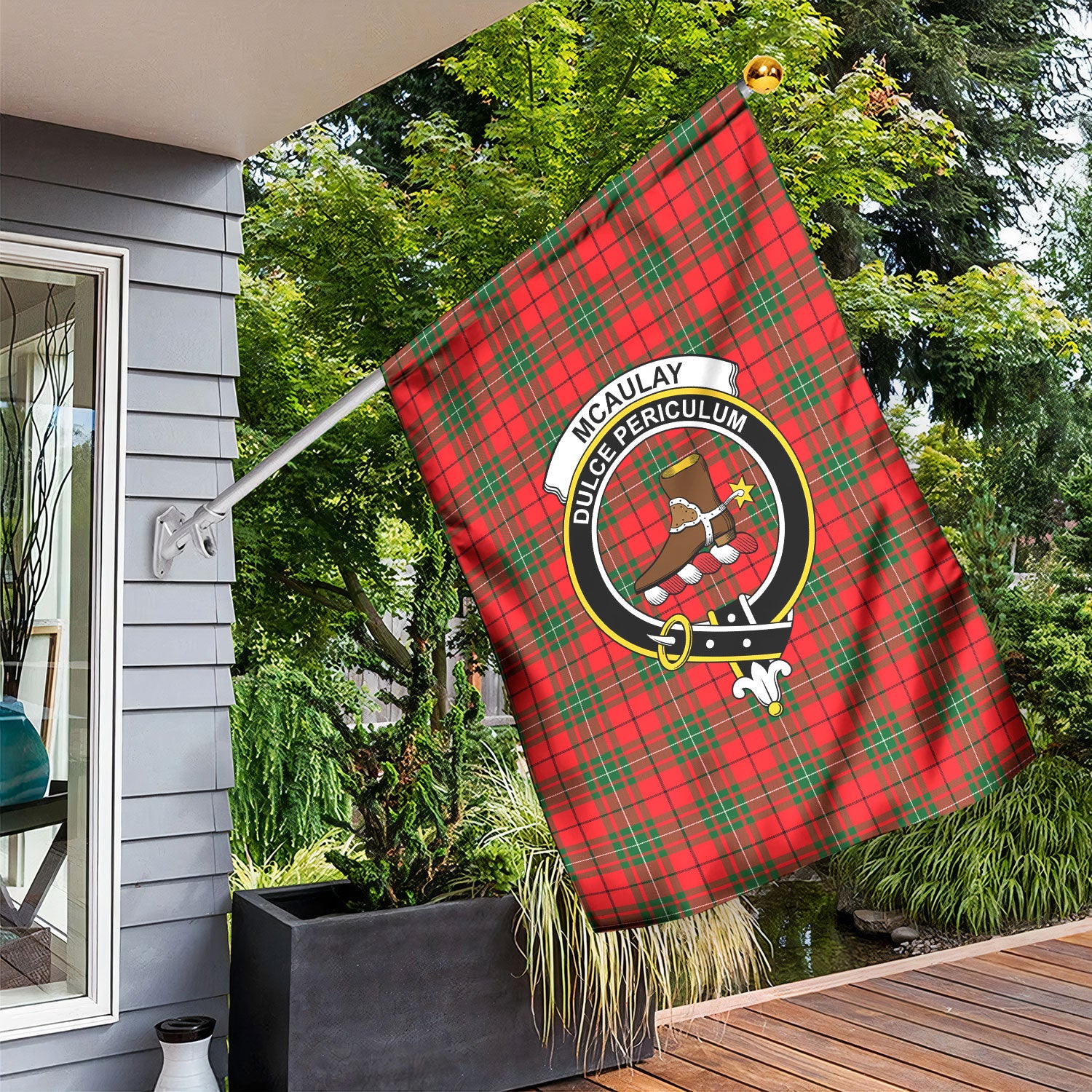 McAulay Modern Tartan Crest Garden Flag