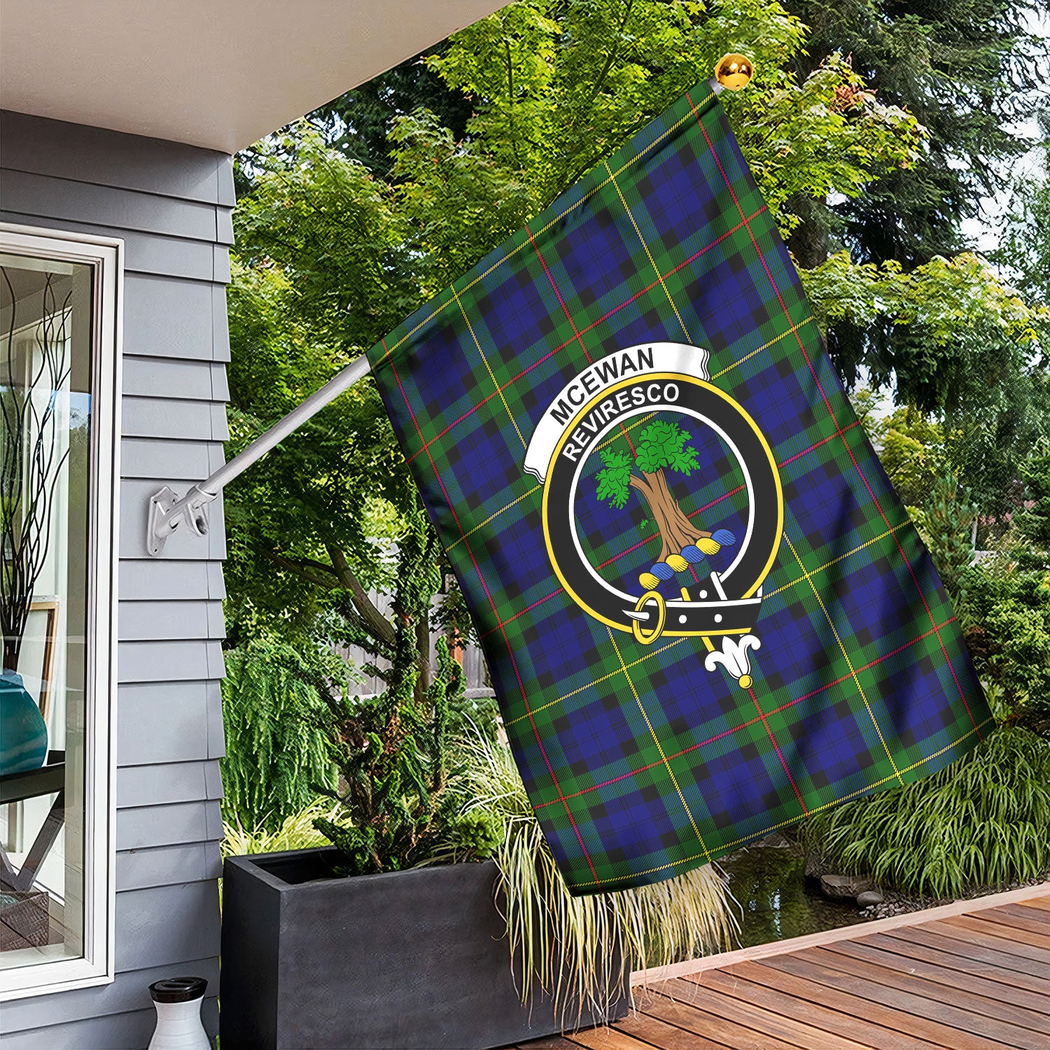 McEwan Modern Tartan Crest Garden Flag