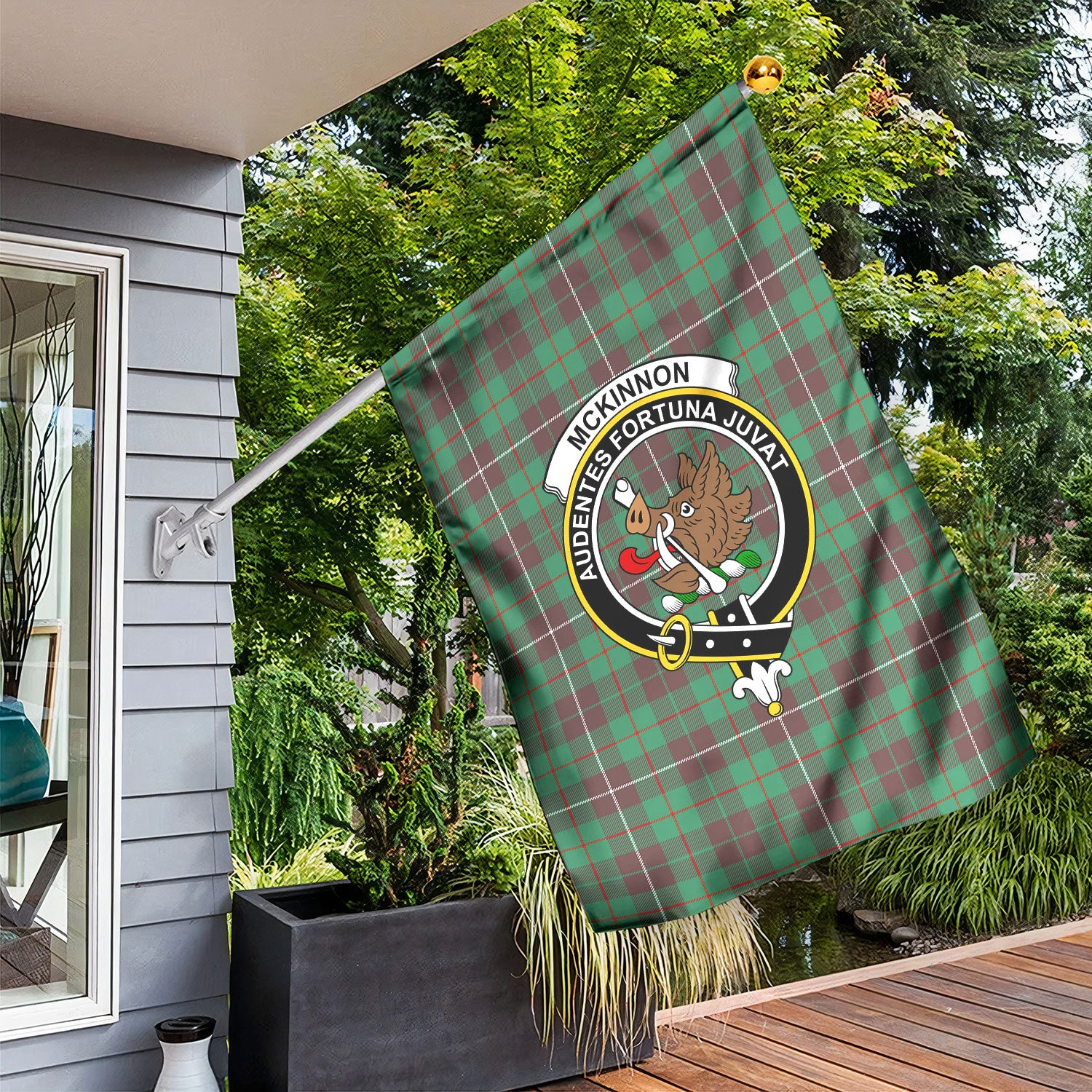 McKinnon Hunting Ancient Tartan Crest Garden Flag