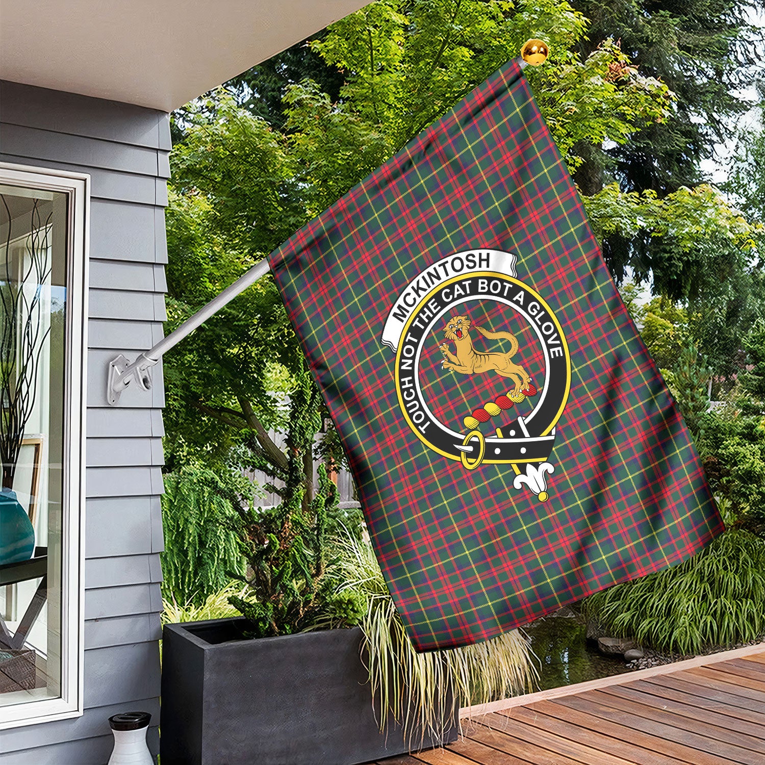 McKintosh Hunting Modern Tartan Crest Garden Flag