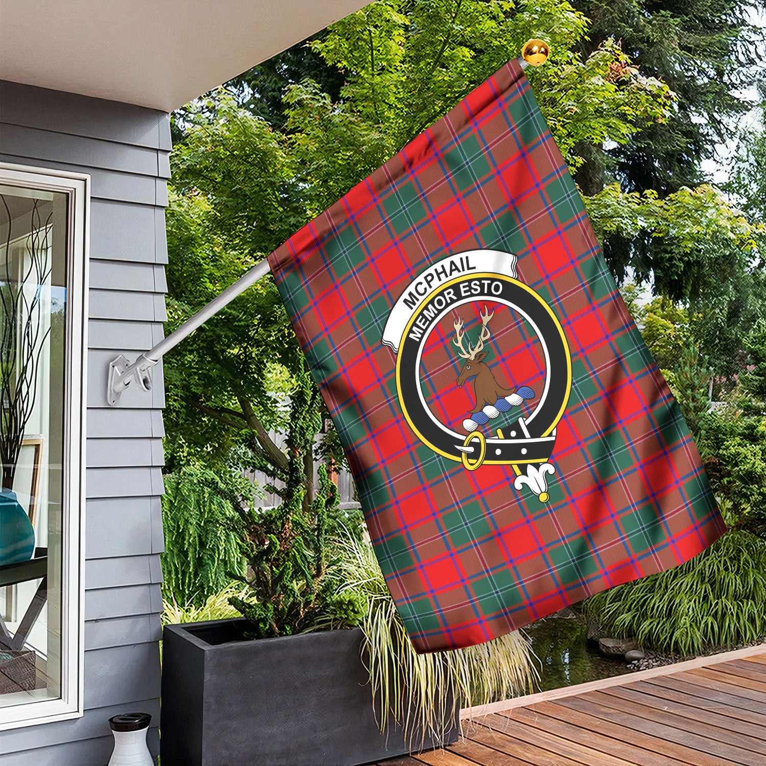 McPhail Clan Tartan Crest Garden Flag
