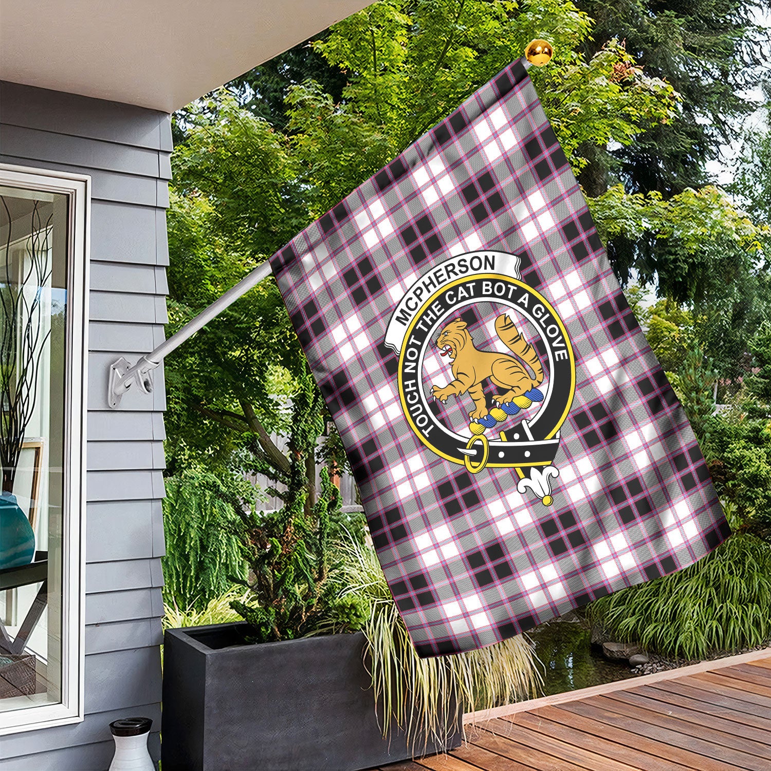 McPherson Hunting Modern Tartan Crest Garden Flag