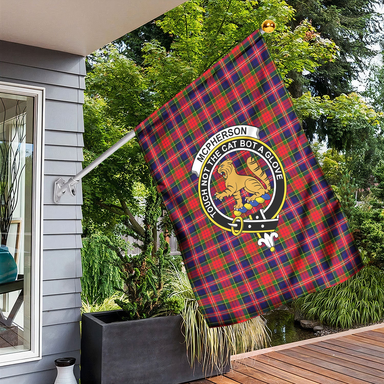 McPherson Modern Tartan Crest Garden Flag