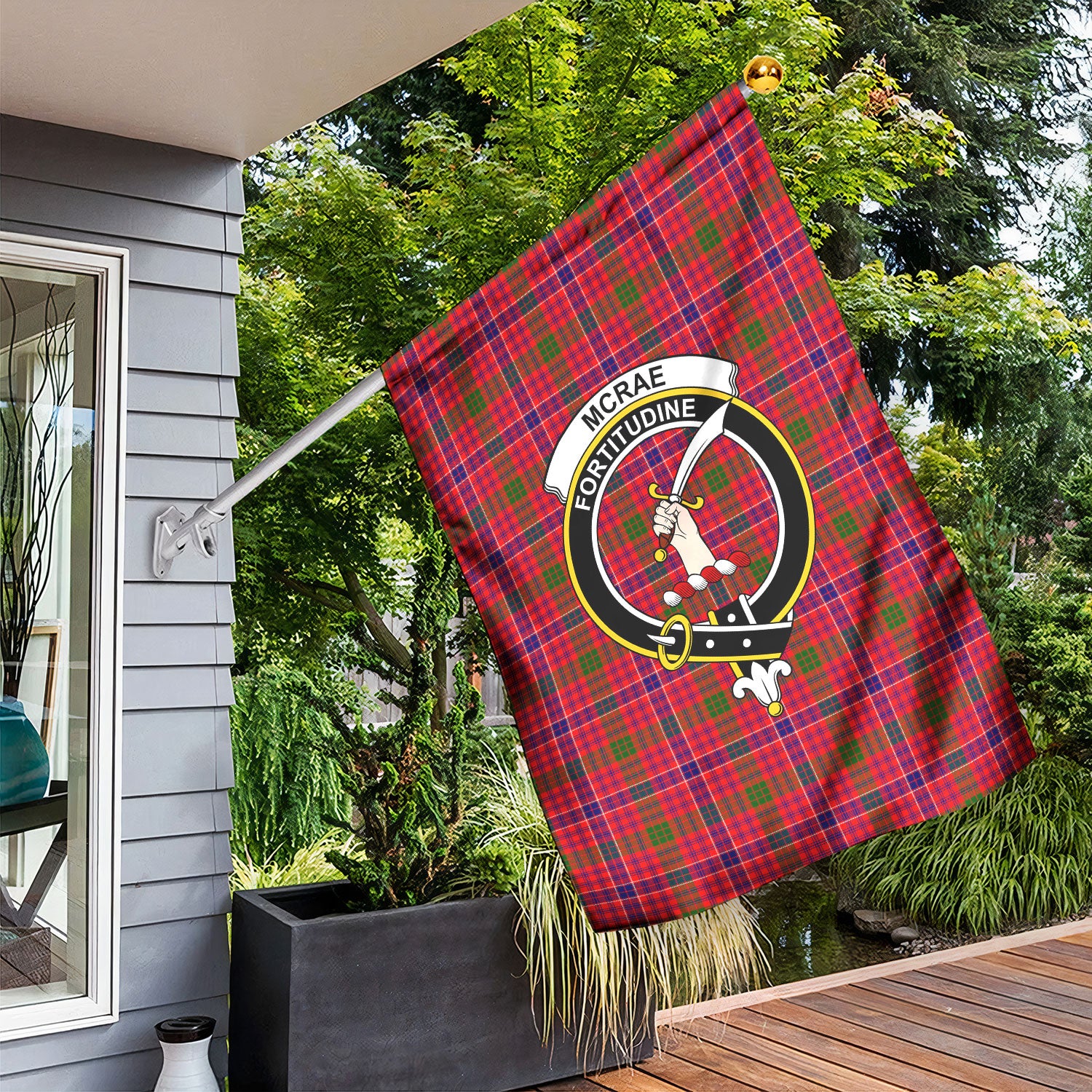 McRae Modern Tartan Crest Garden Flag