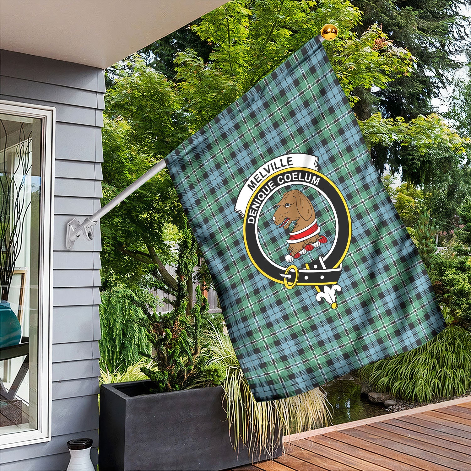 Melville Tartan Crest Garden Flag