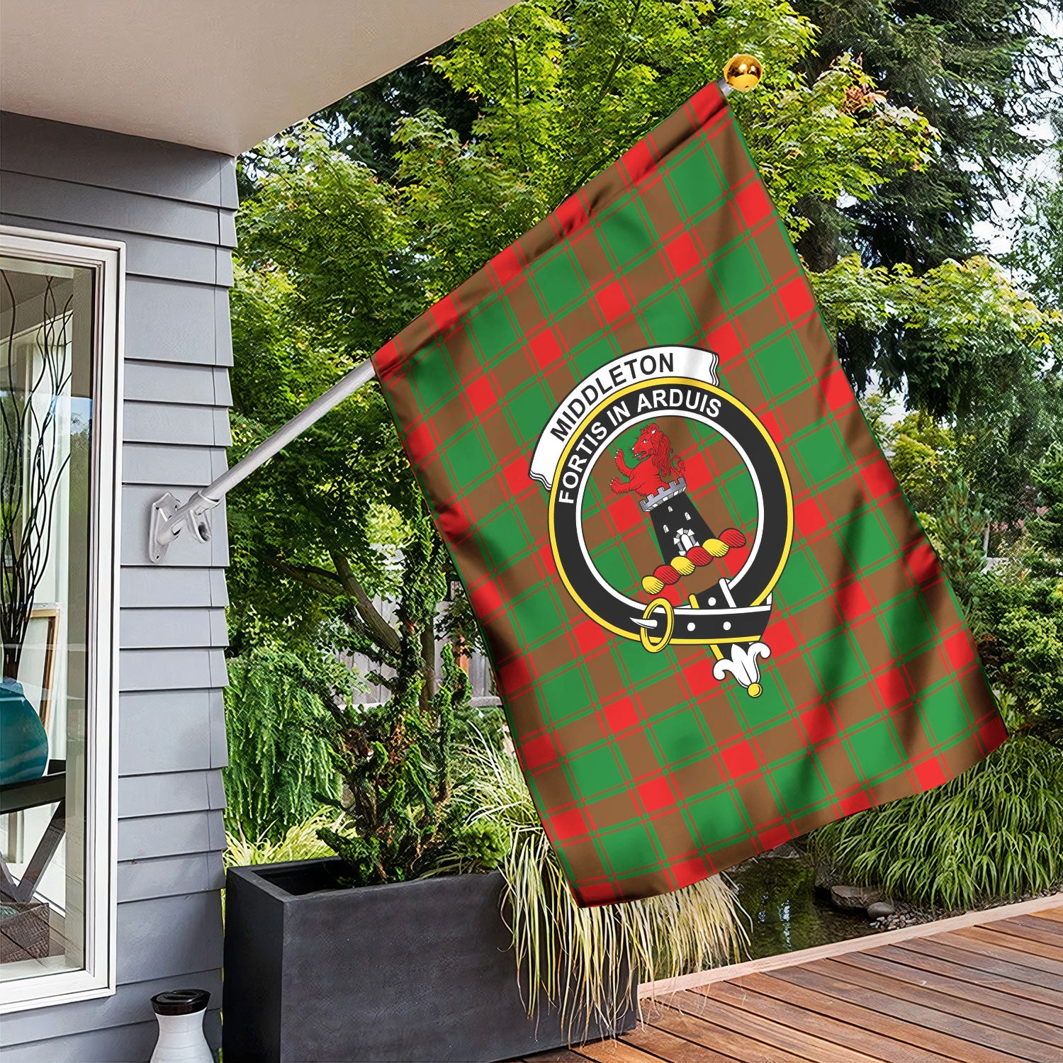 Middleton Modern Tartan Crest Garden Flag