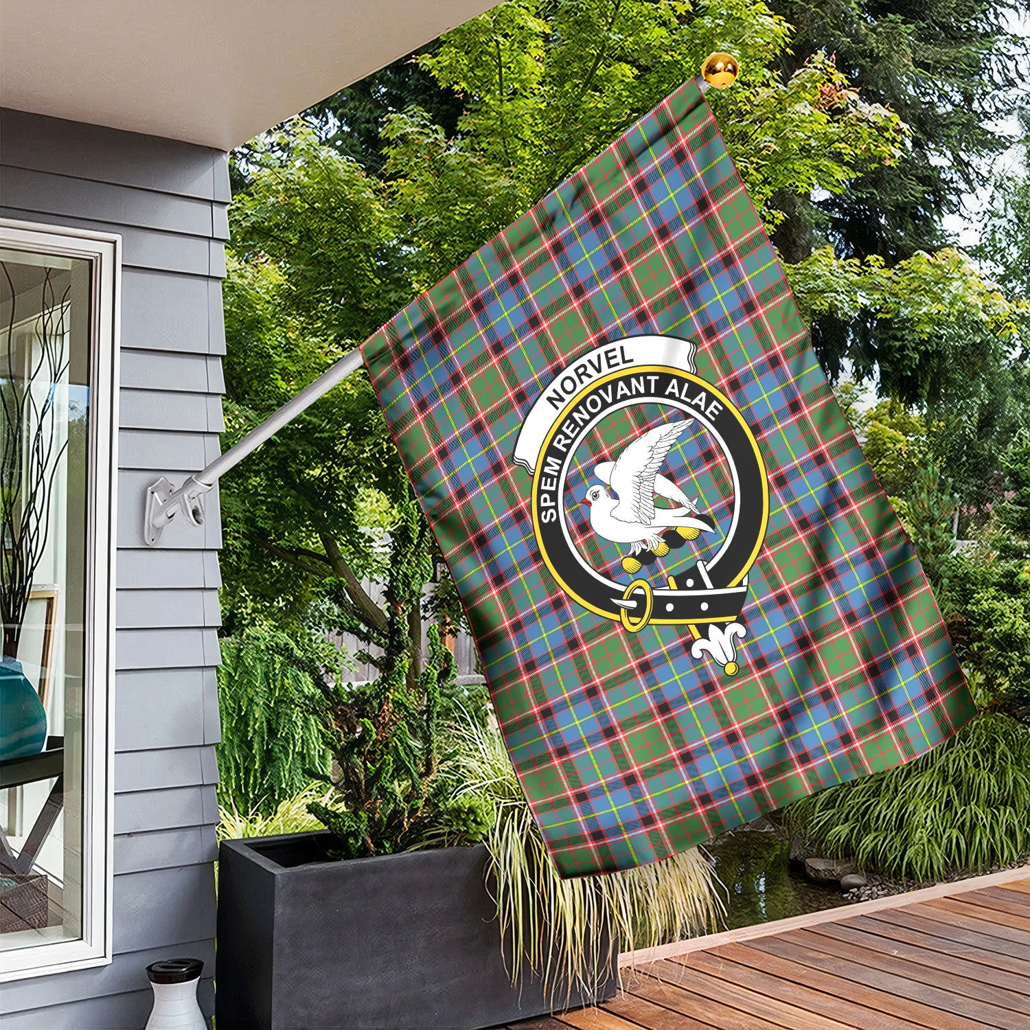 Norvel (or Norvill) Tartan Crest Garden Flag