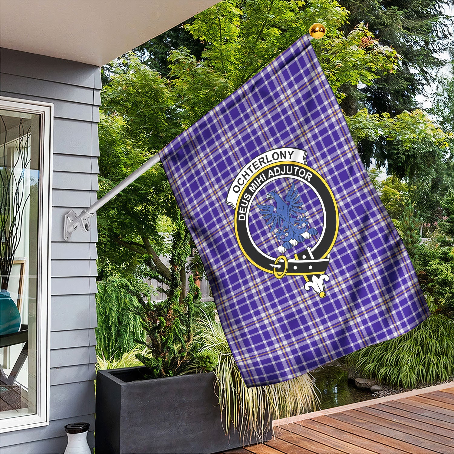 Ochterlony Tartan Crest Garden Flag