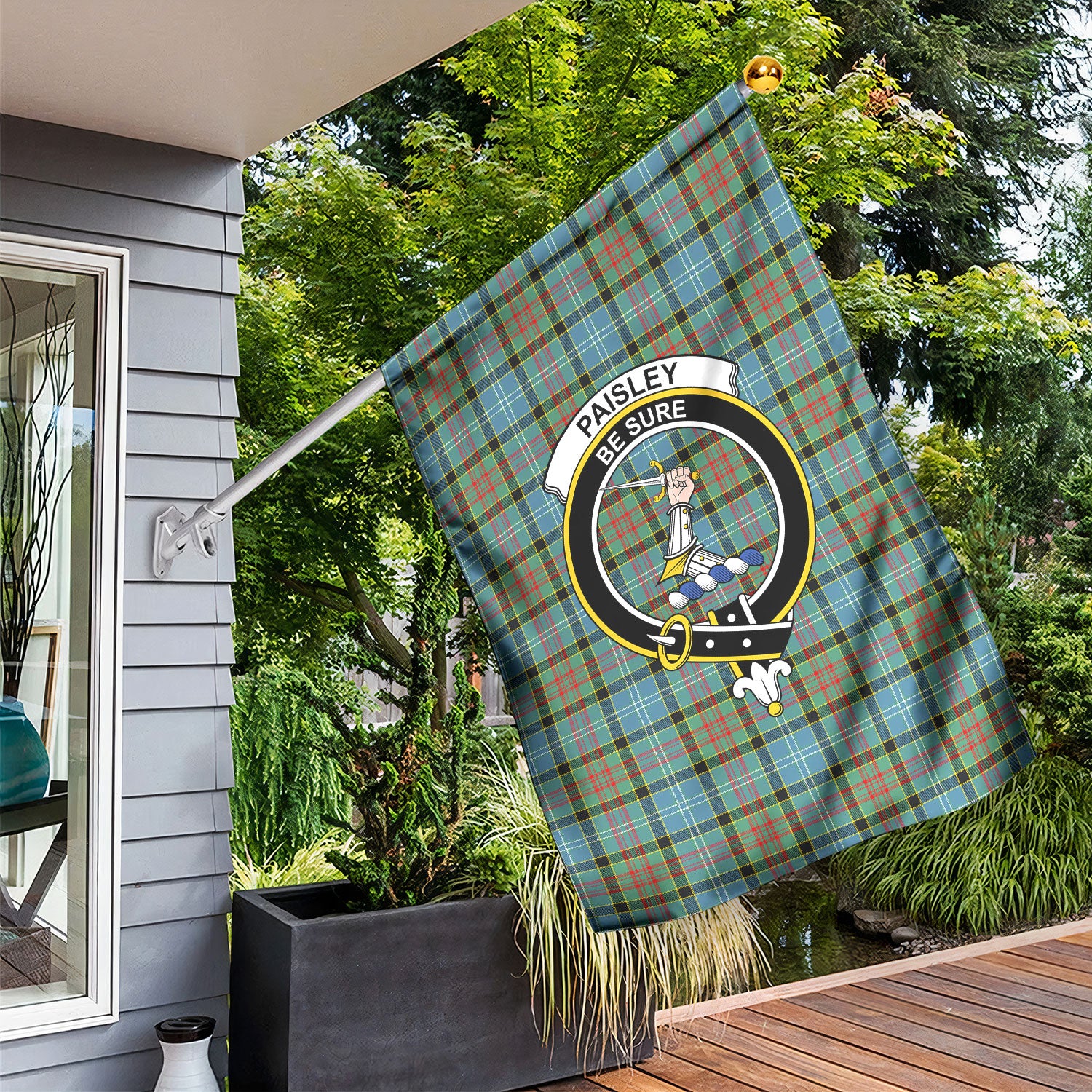 Paisley District Tartan Crest Garden Flag