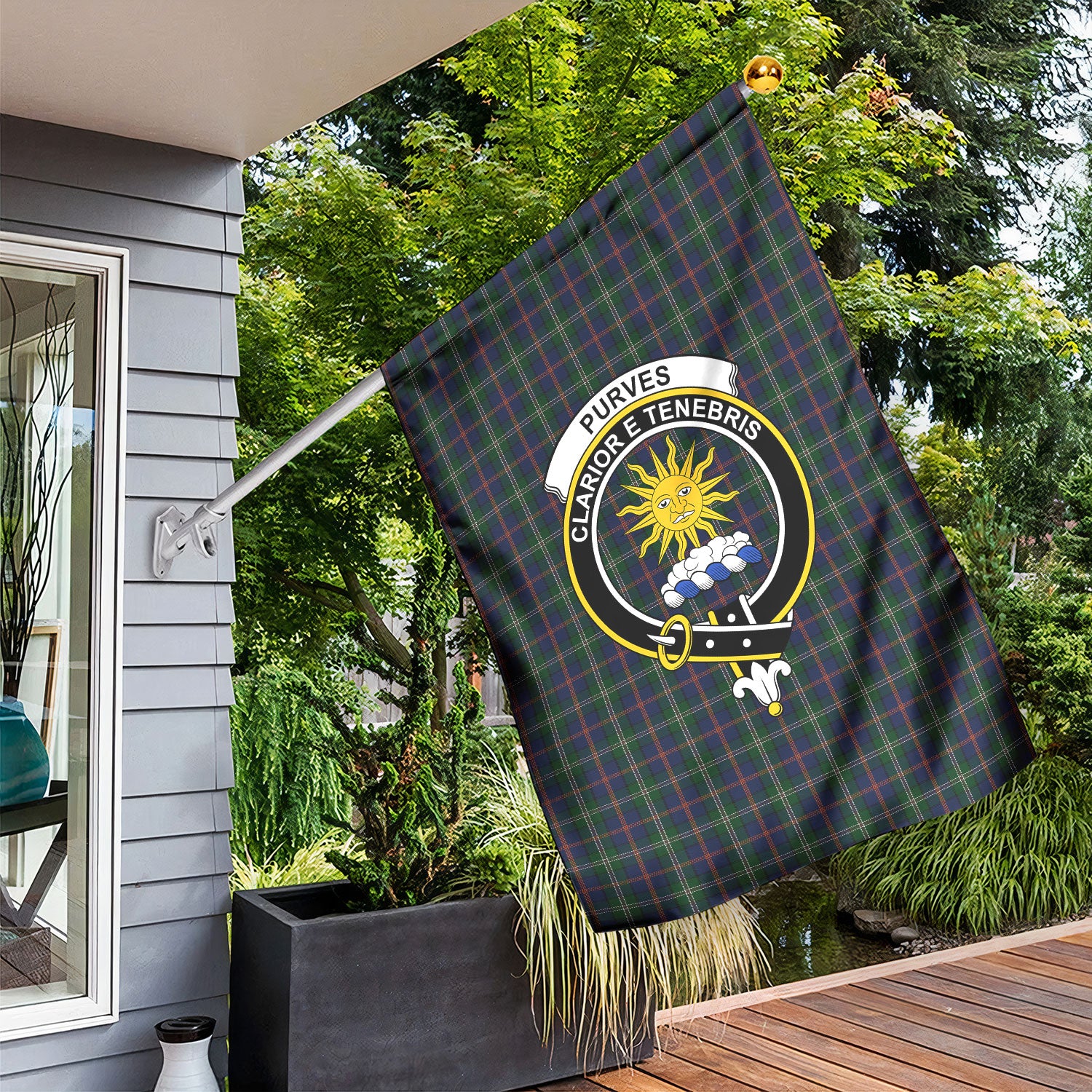 Purves Tartan Crest Garden Flag