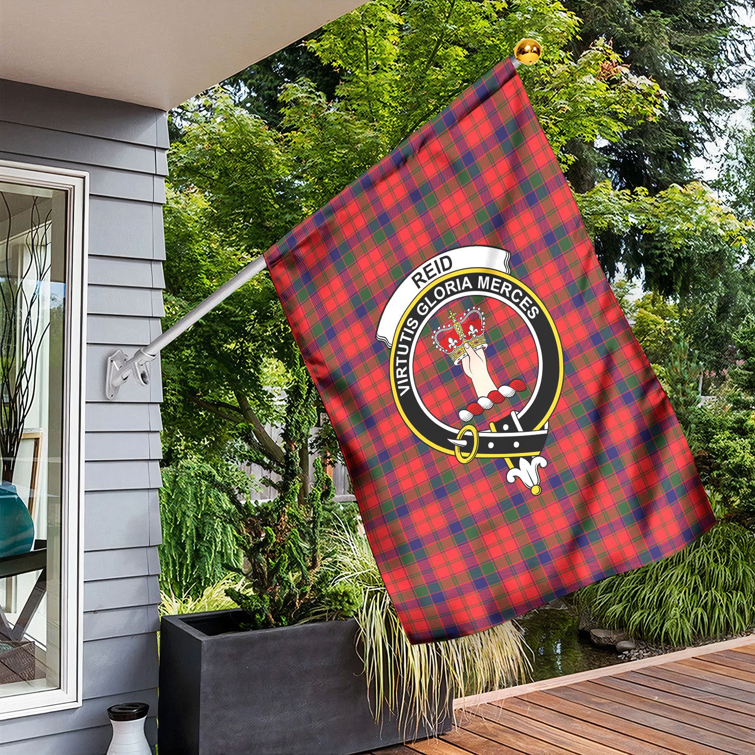 Reid Modern Tartan Crest Garden Flag