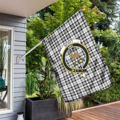 Scott Black & White Modern Tartan Crest Garden Flag