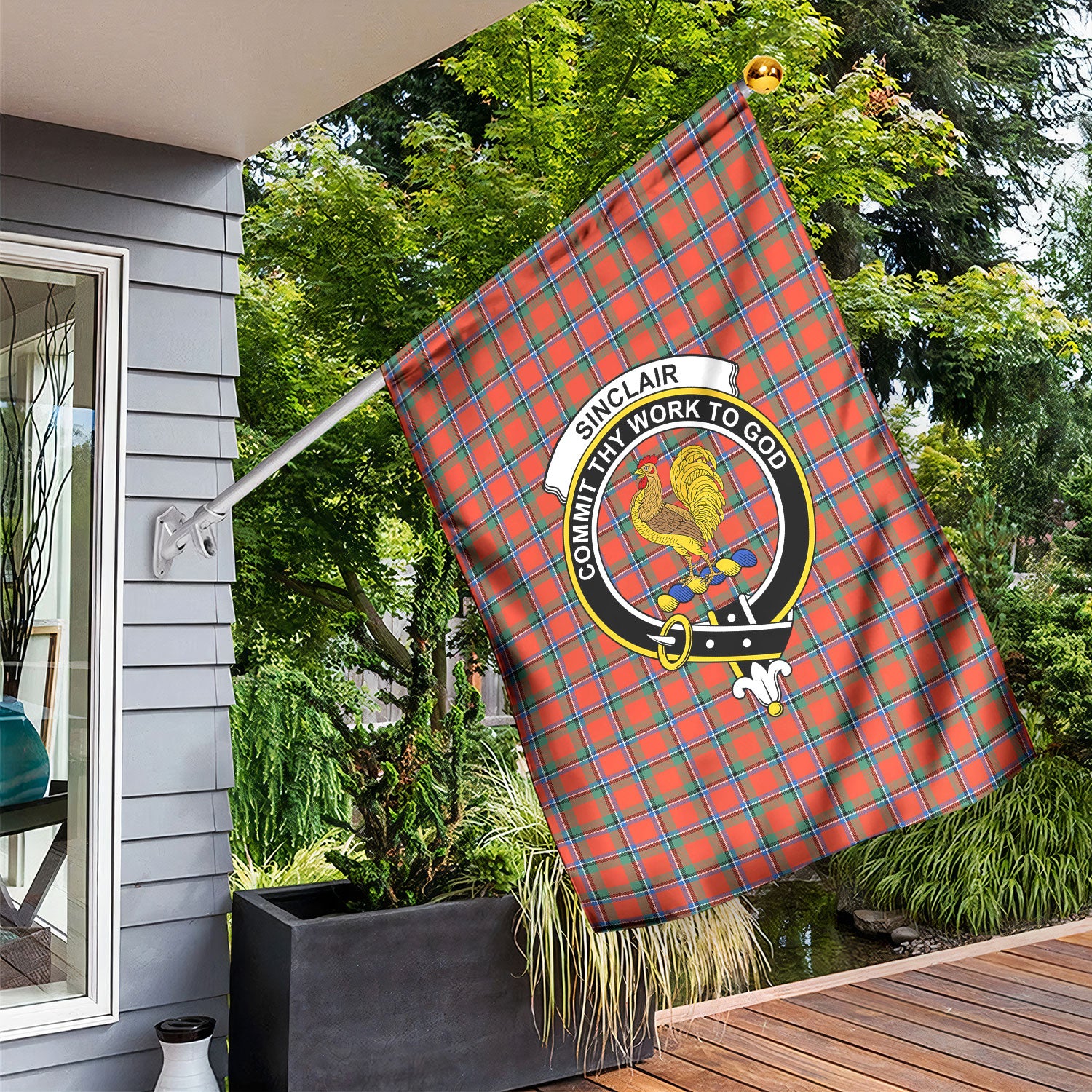 Sinclair Ancient Tartan Crest Garden Flag