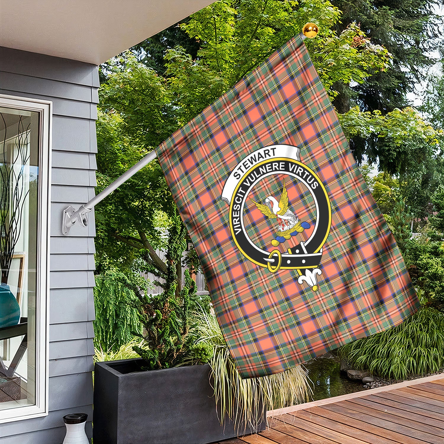 Stewart Royal Ancient Tartan Crest Garden Flag