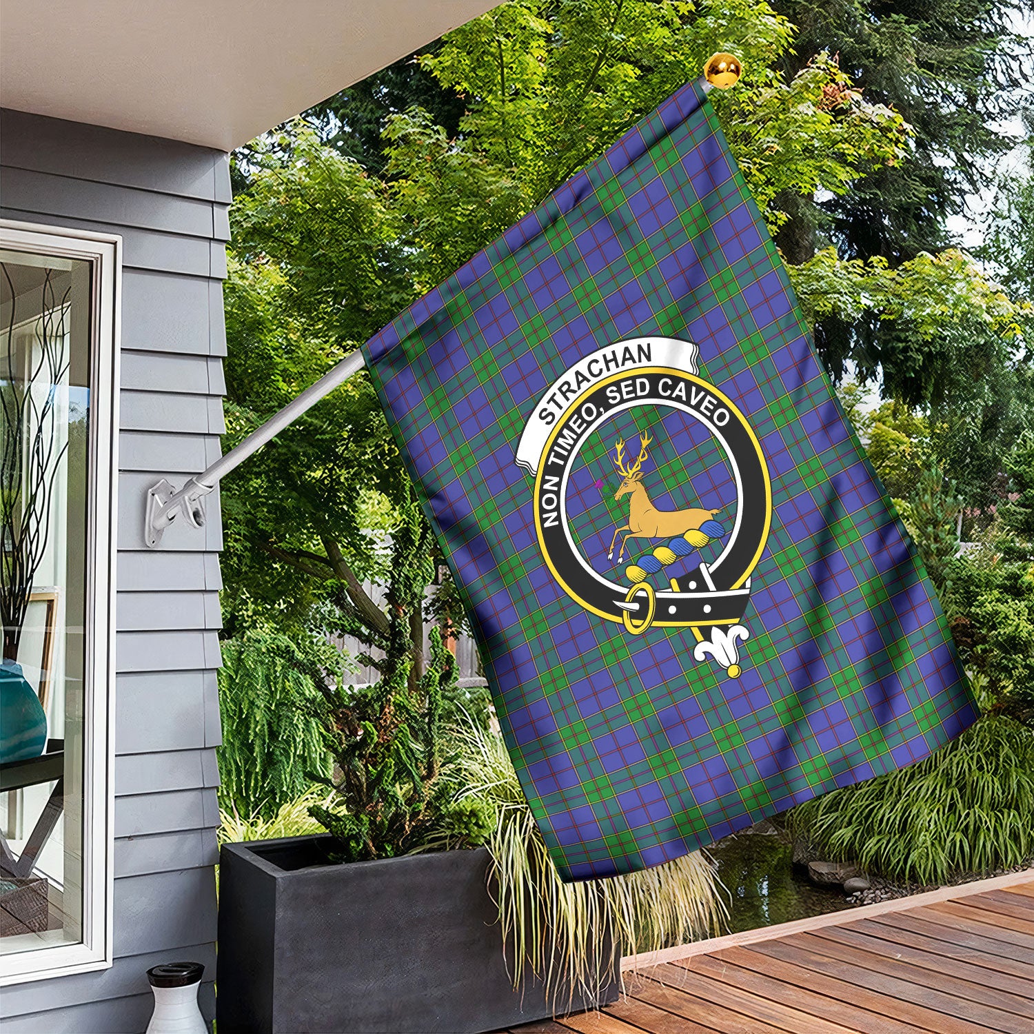 Strachan Tartan Crest Garden Flag
