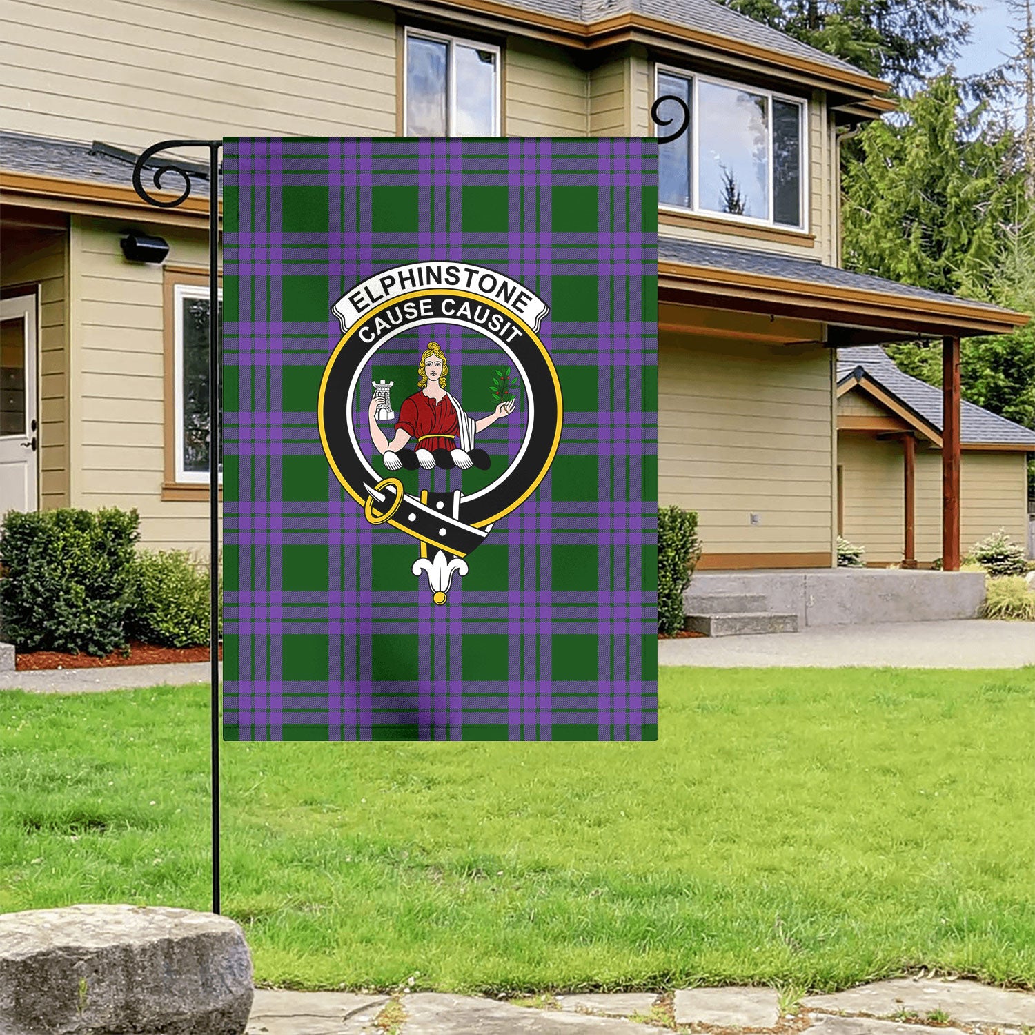 Elphinstone Tartan Crest Garden Flag