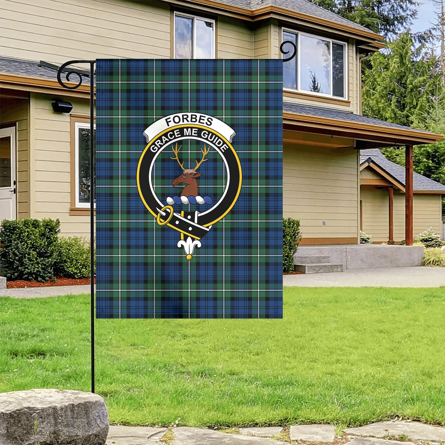 Forbes Ancient Tartan Crest Garden Flag