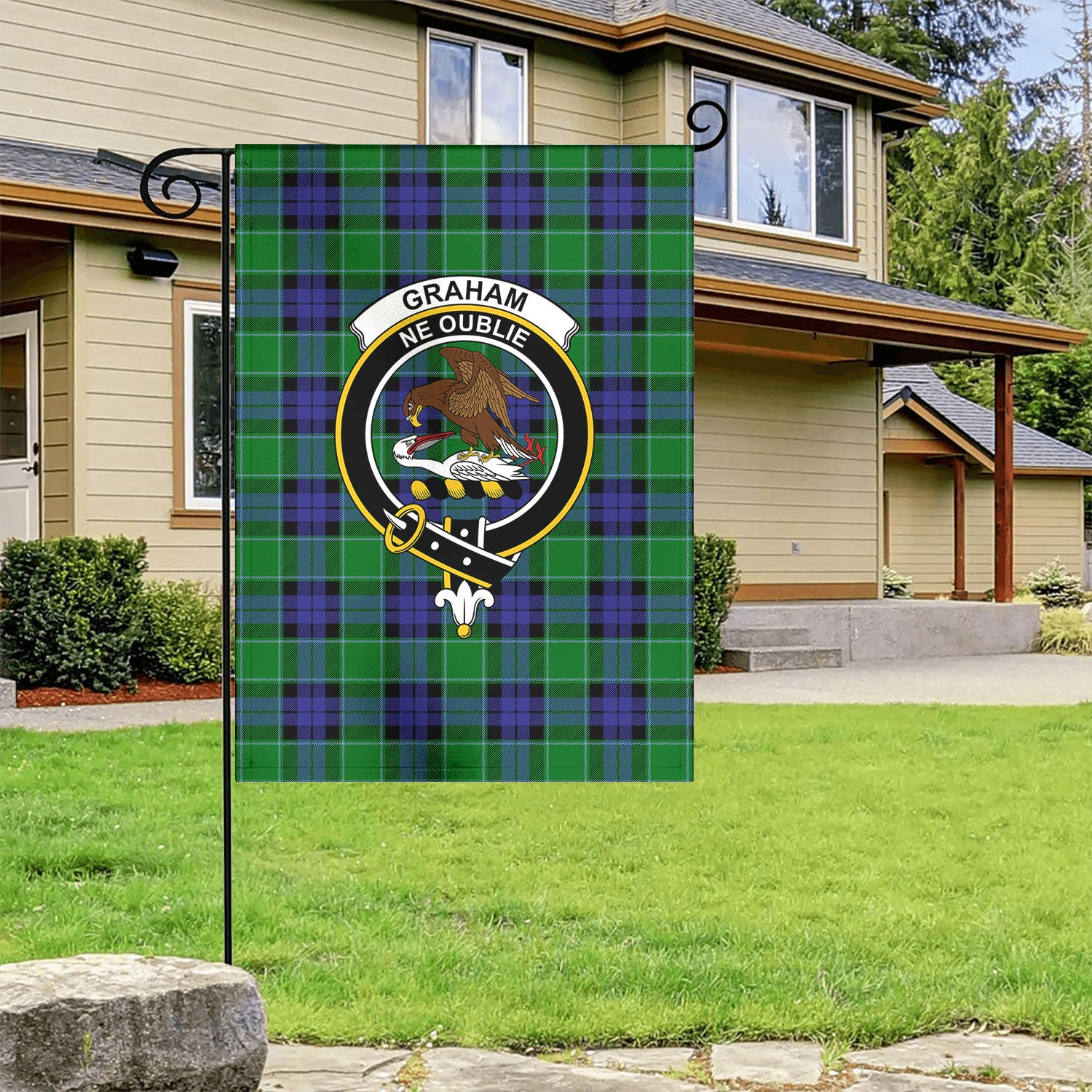 Graham of Menteith Modern Tartan Crest Garden Flag