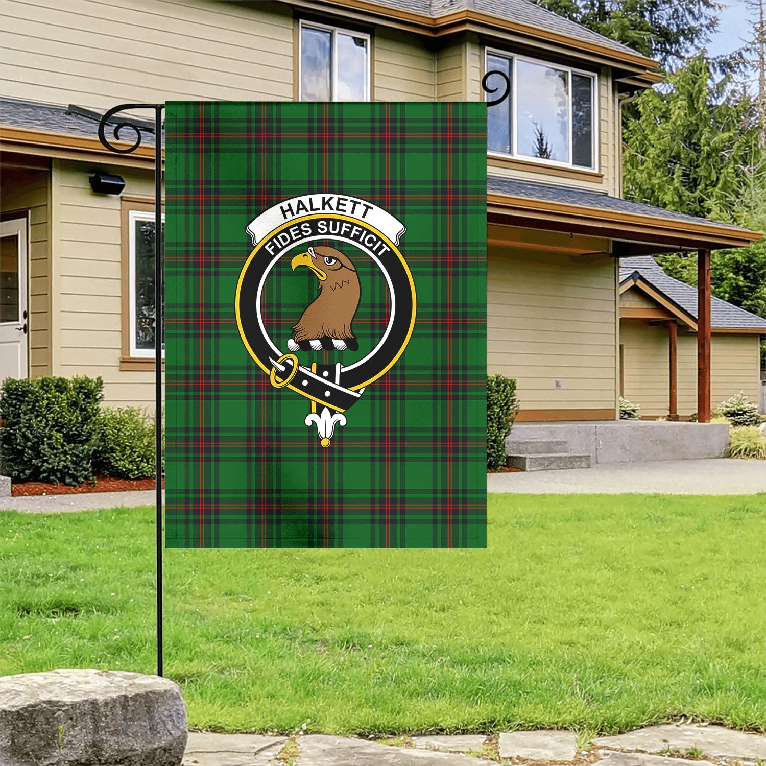 Halkett Tartan Crest Garden Flag