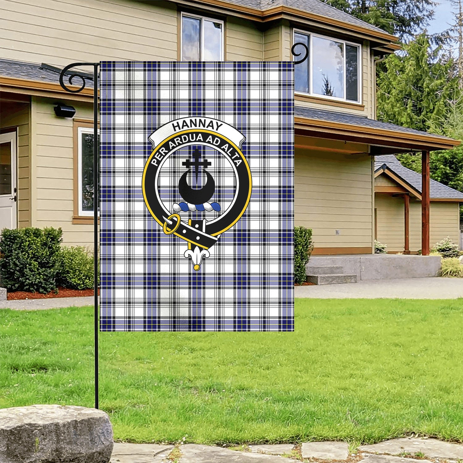 Hannay Modern Tartan Crest Garden Flag
