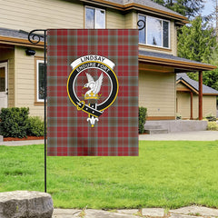 Lindsay Weathered Tartan Crest Garden Flag