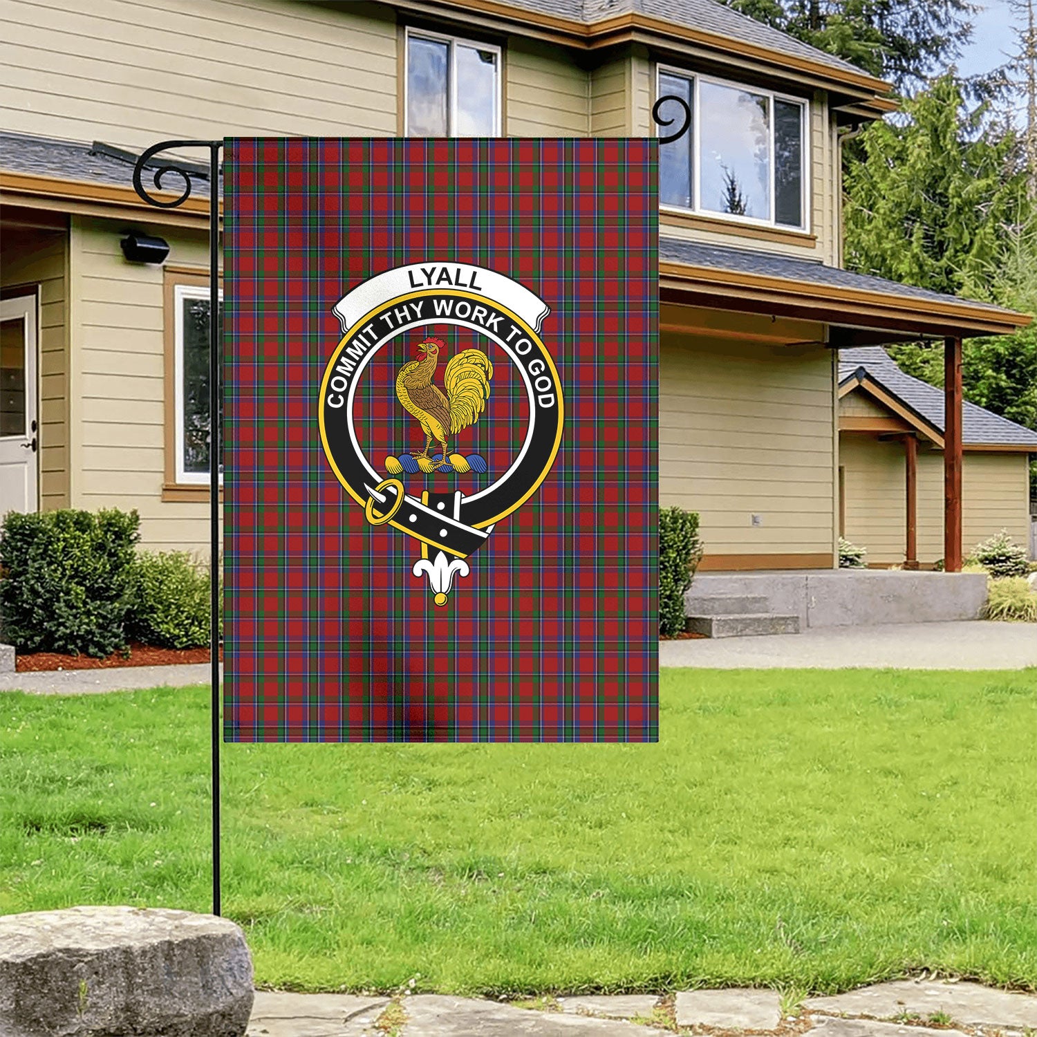 Lyall Tartan Crest Garden Flag
