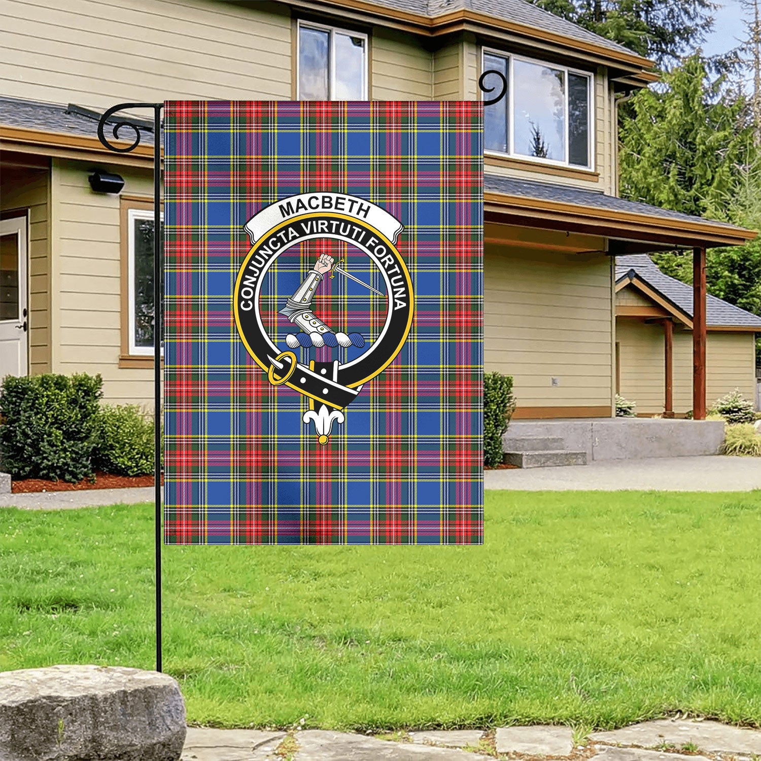 MacBeth Modern Tartan Crest Garden Flag