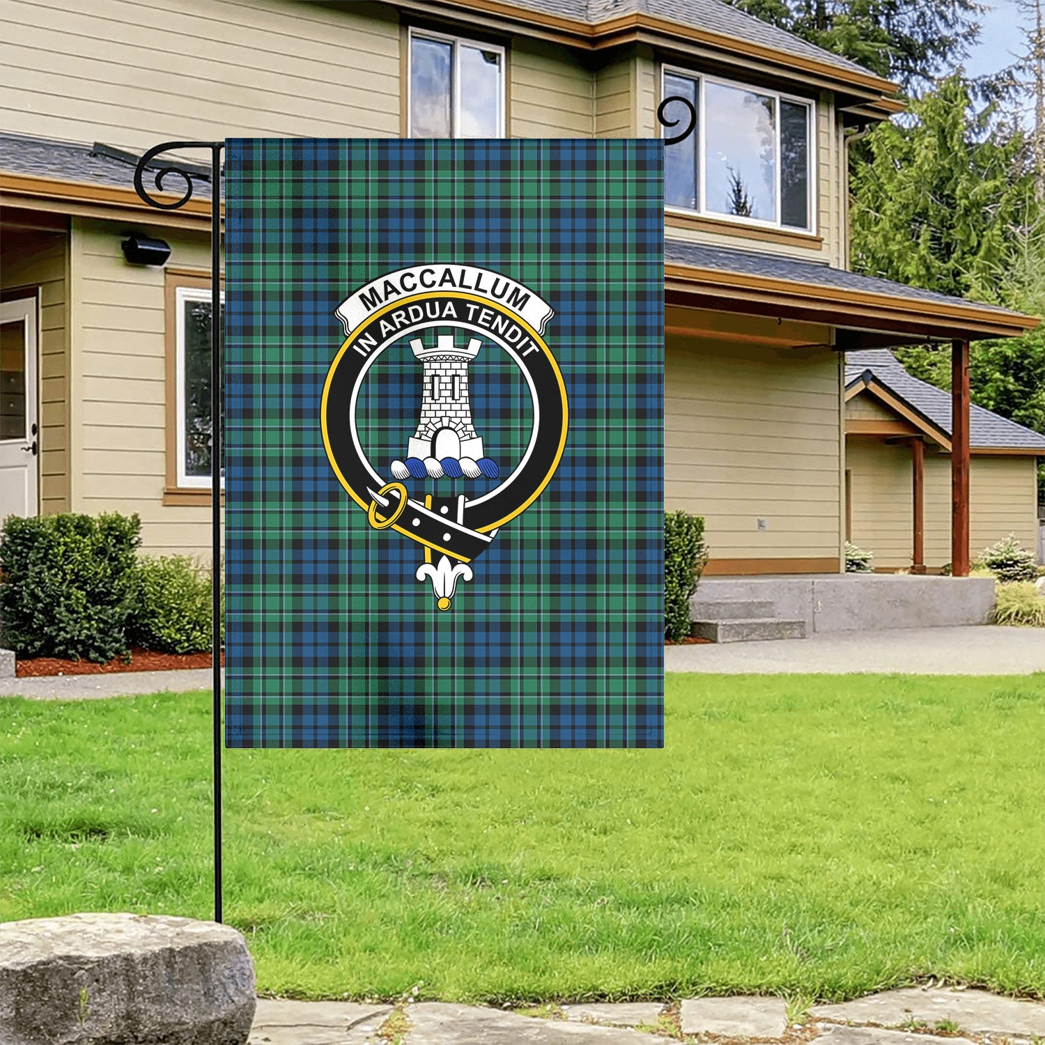 MacCallum Ancient Tartan Crest Garden Flag